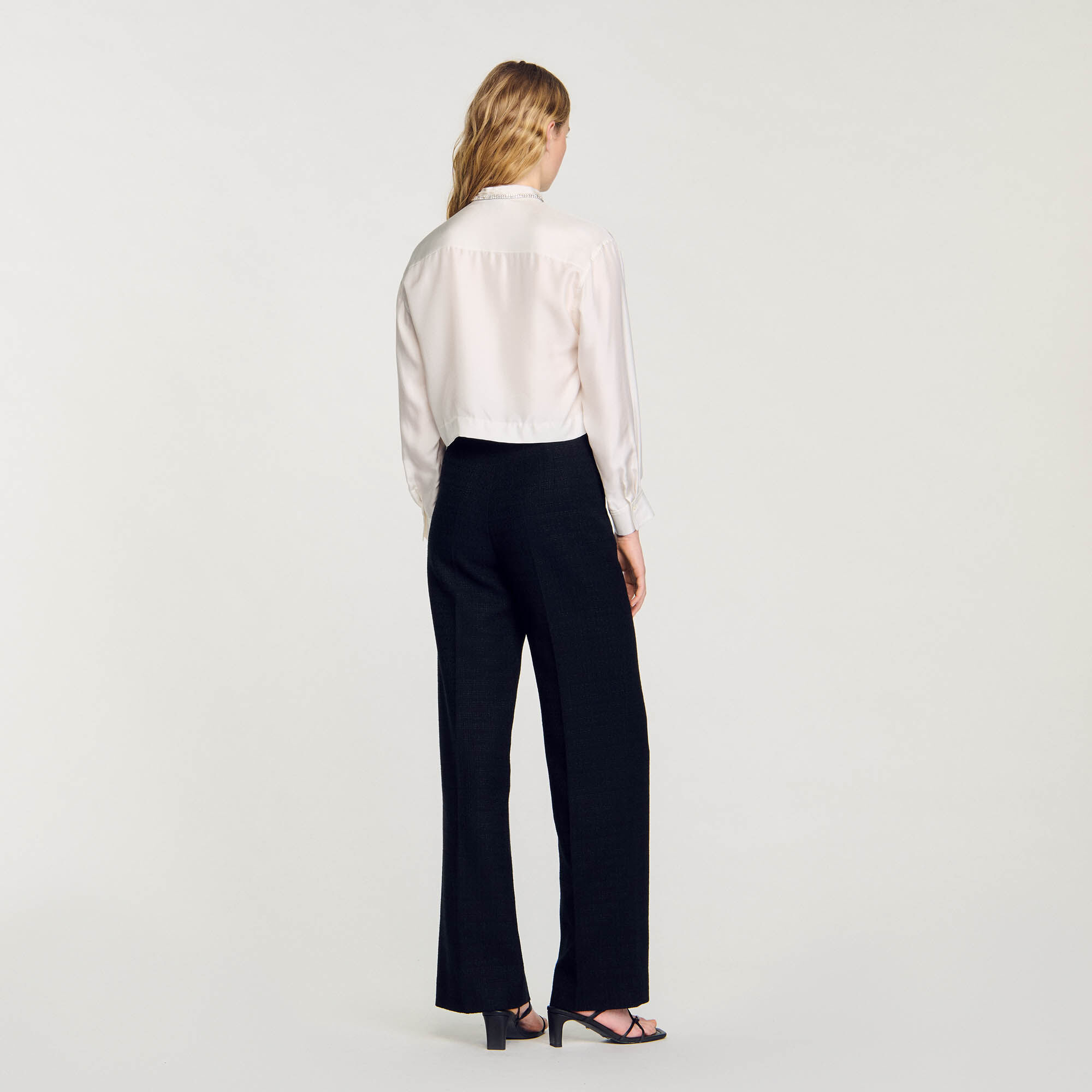 Cropped silk shirt