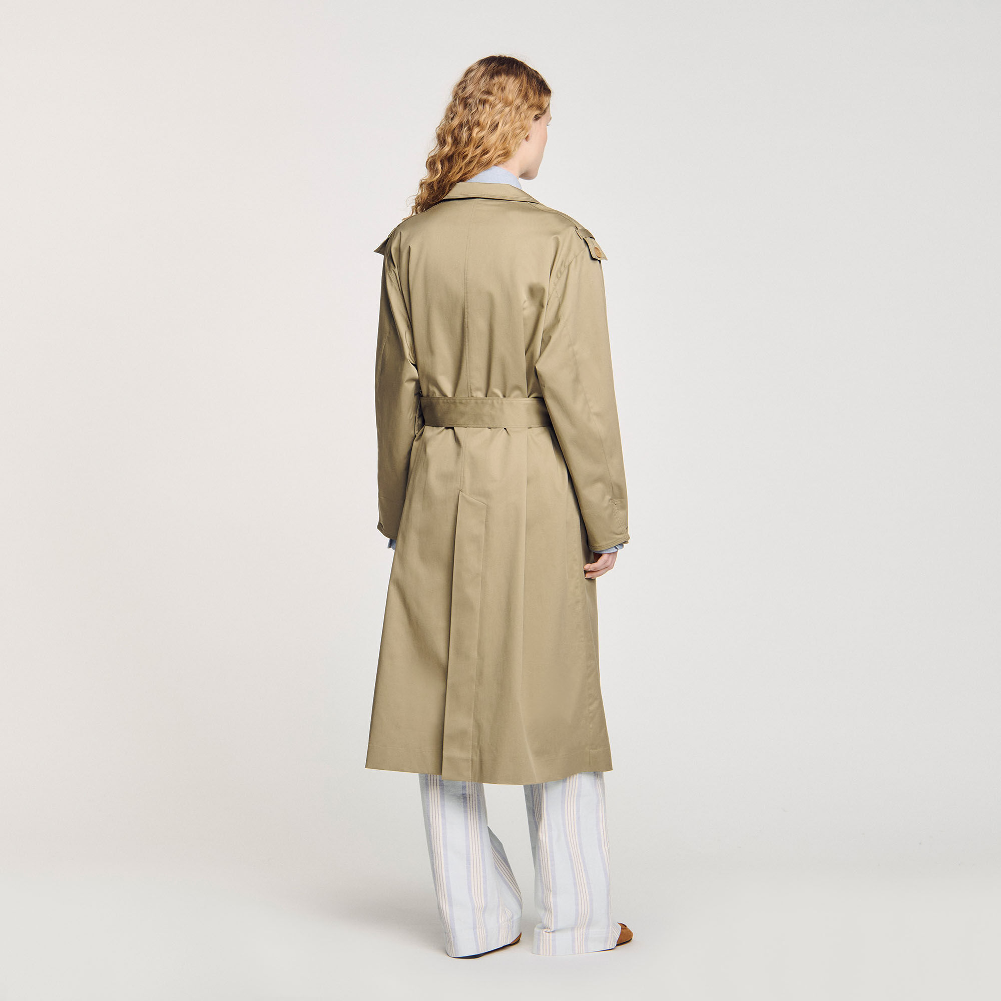 Belted trench coat green For Women | Sandro Paris