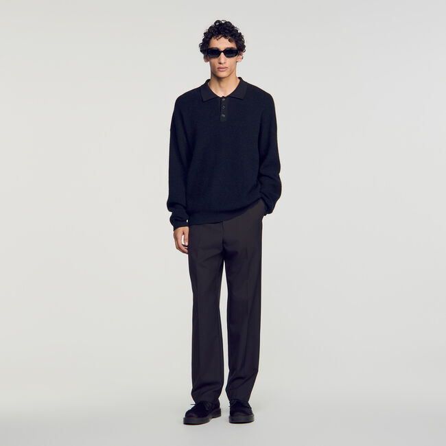 Ribbed alpaca polo shirt - Men | Sandro