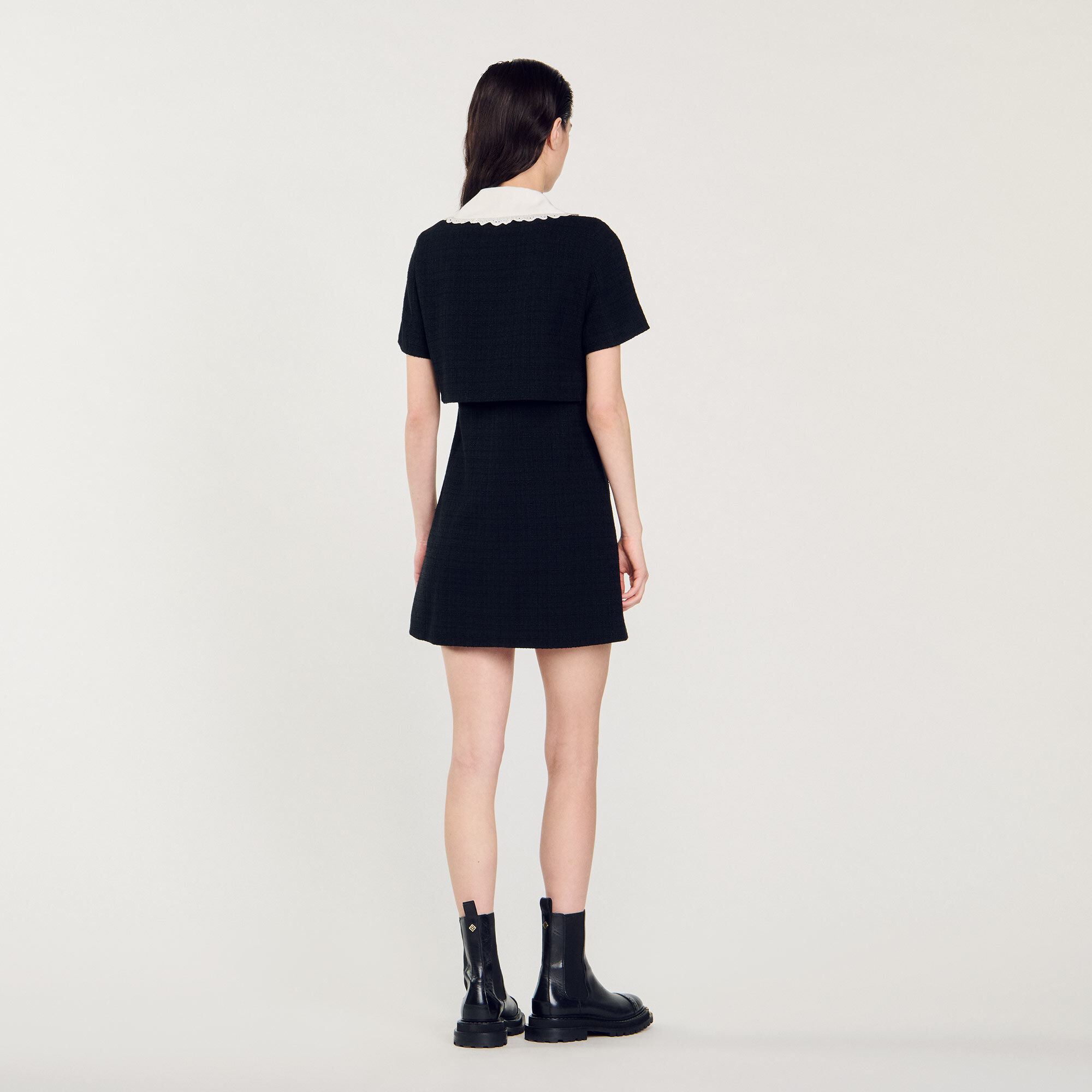 Short tweed dress black / gray For Women | Sandro Paris