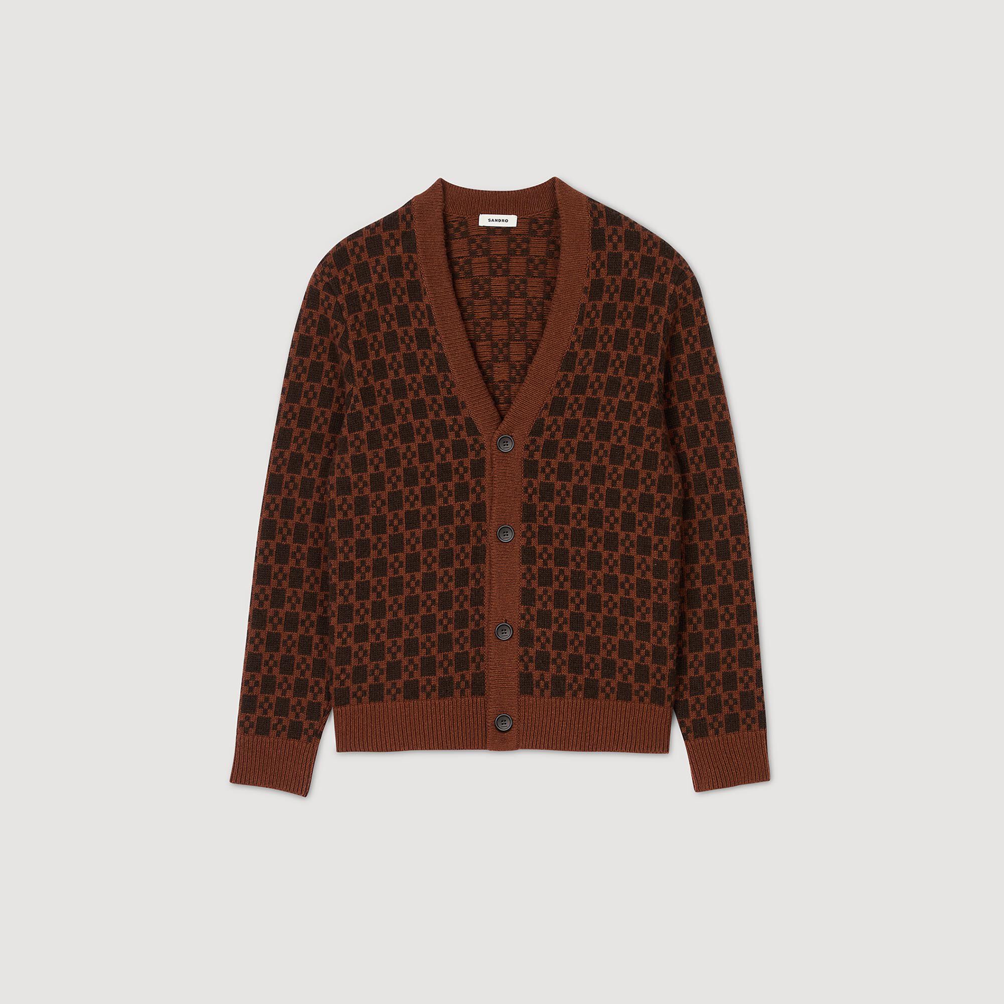 Jacquard square cross pattern red for Men | Sandro Paris