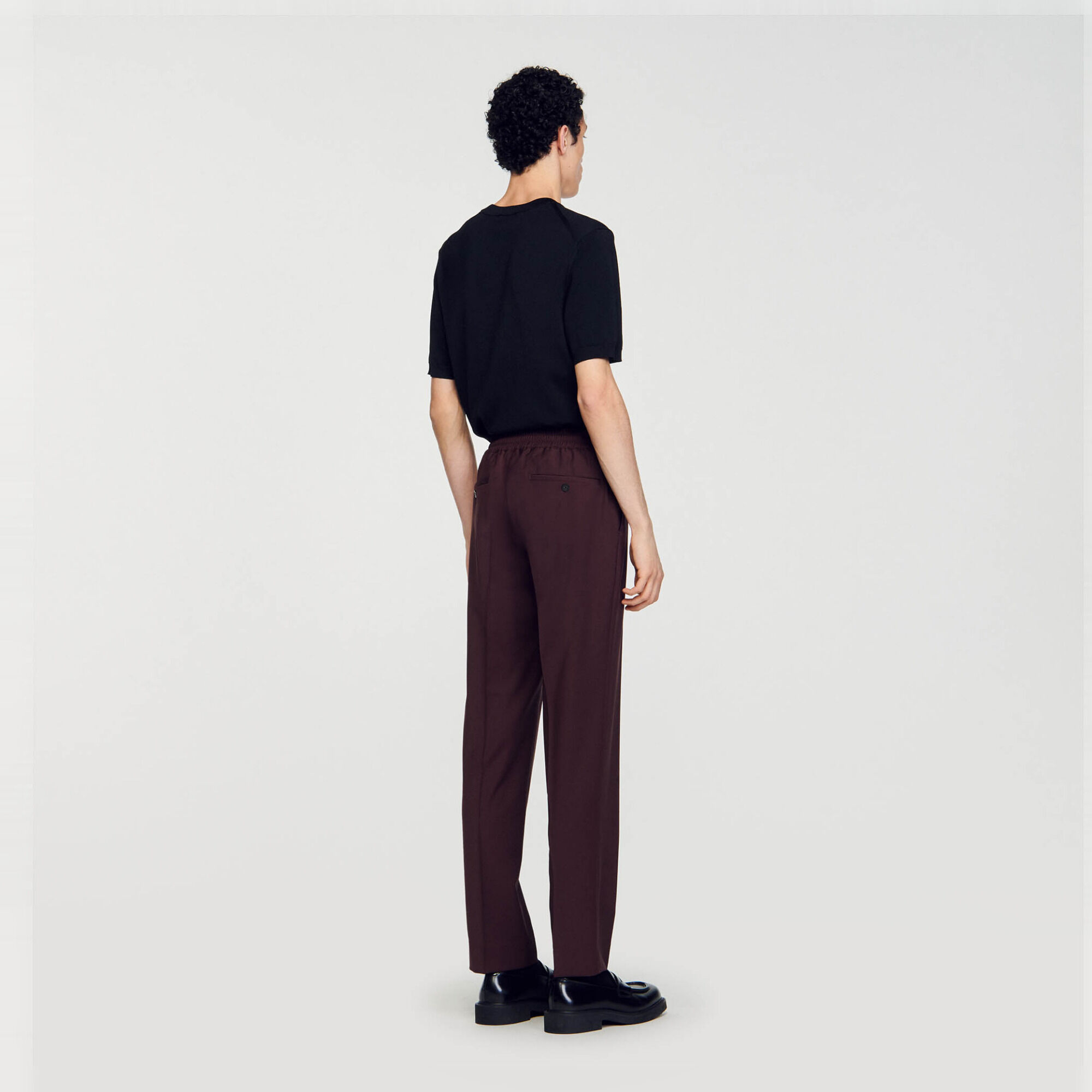 Elasticated straight-leg trousers