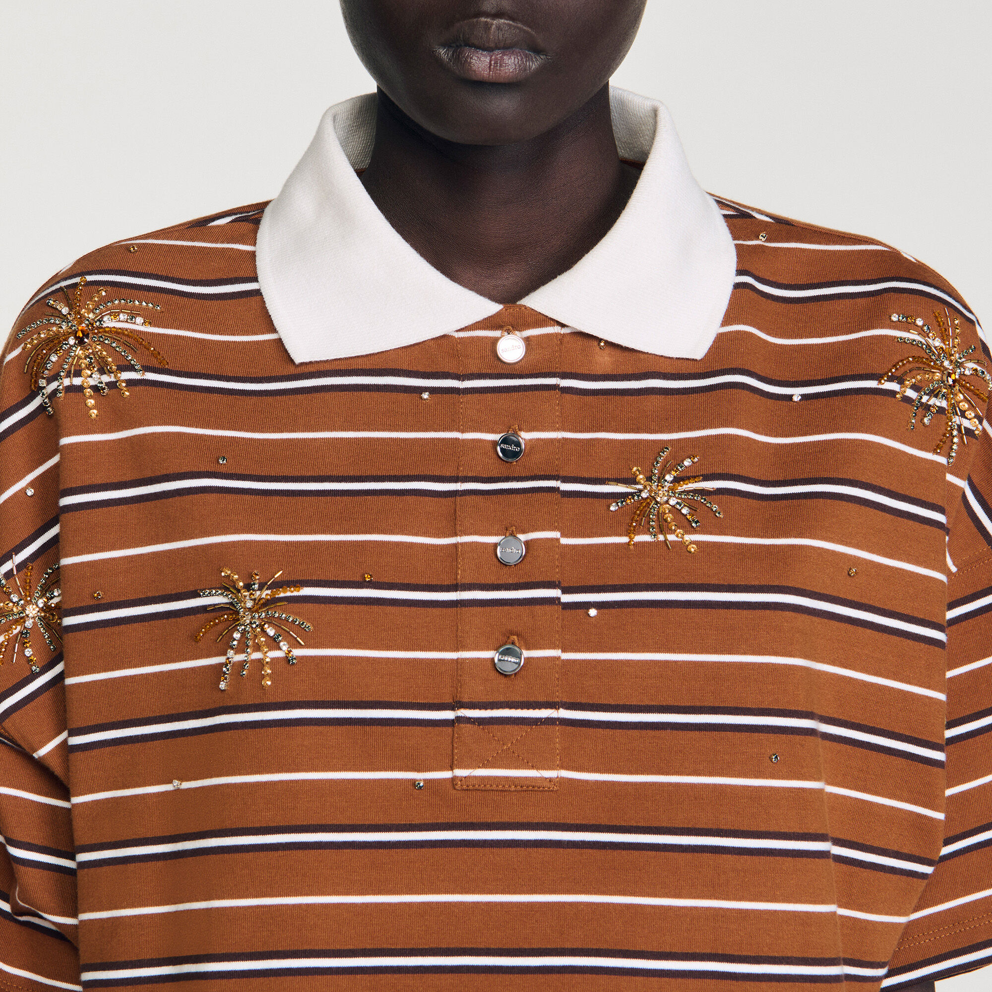 Striped rhinestone T-shirt