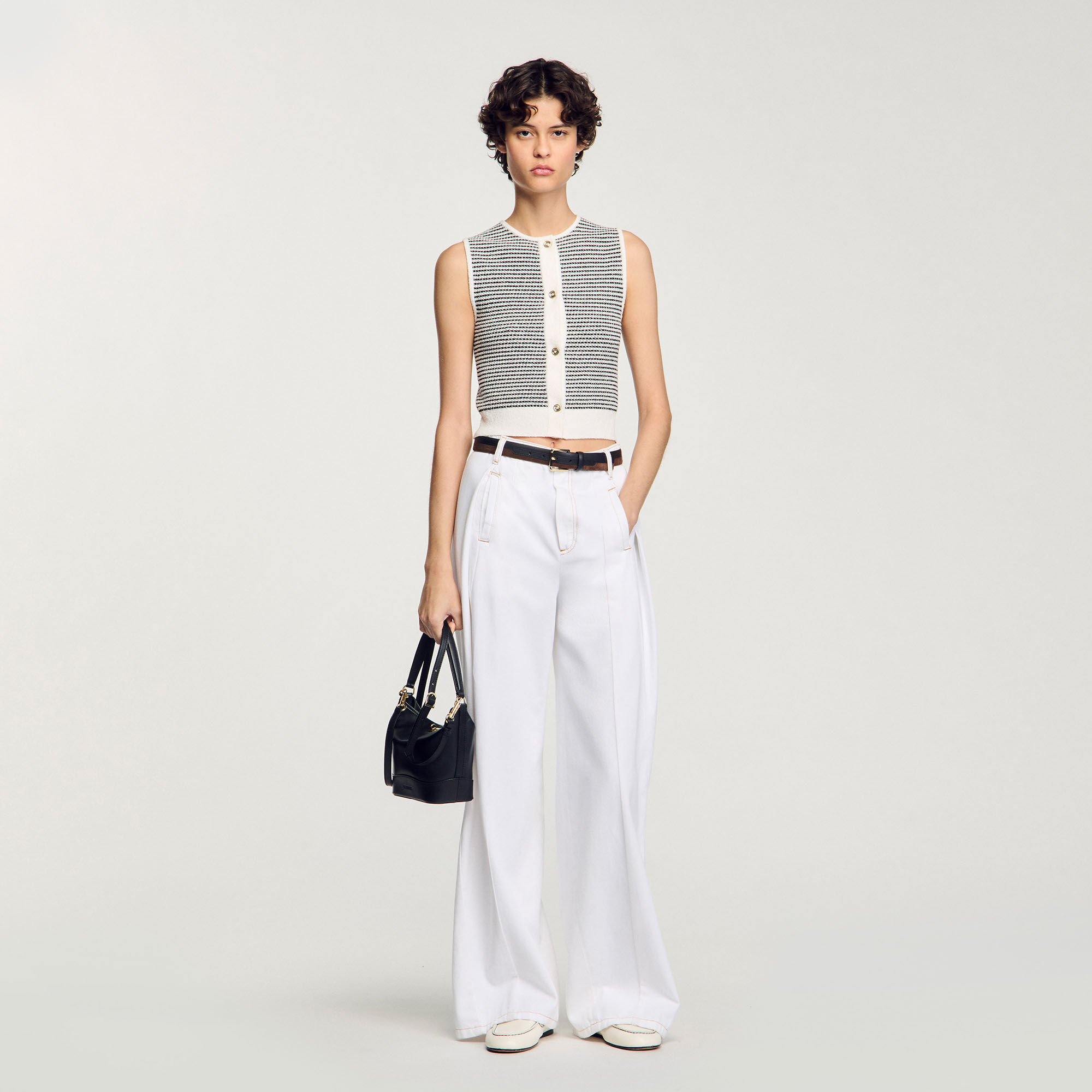 Decorative knit top green For Women | Sandro Paris