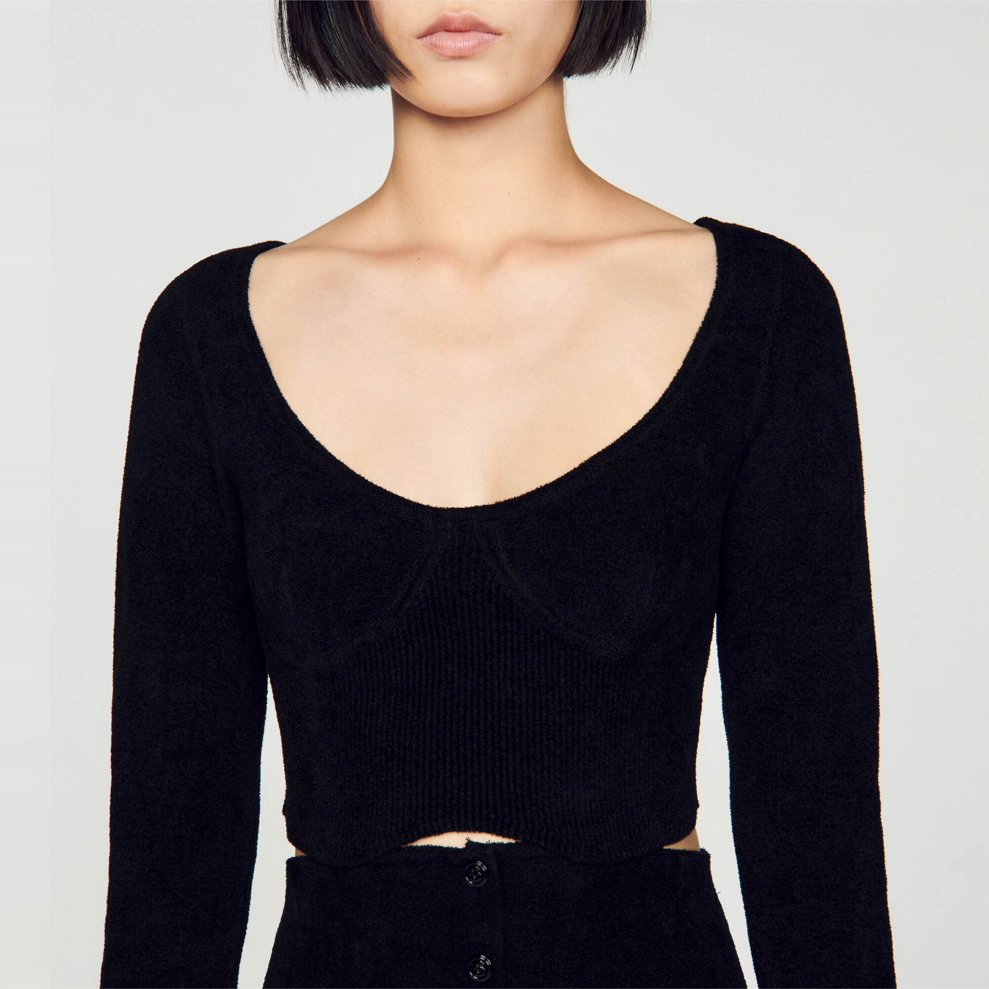 Short velvet knit jumper