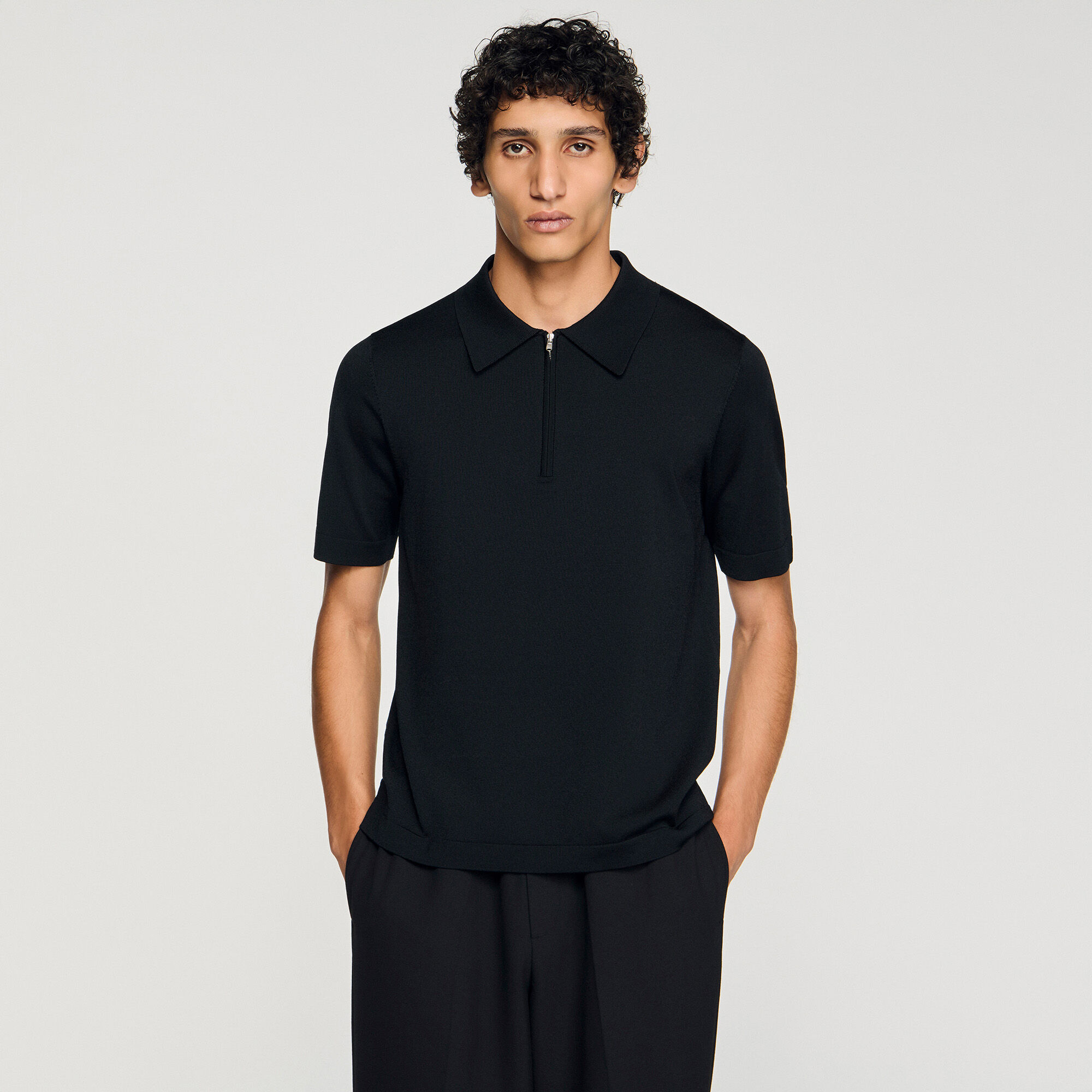 黒 3 wewill tricot polo shirt 黒 3 wewill tricot polo shirt