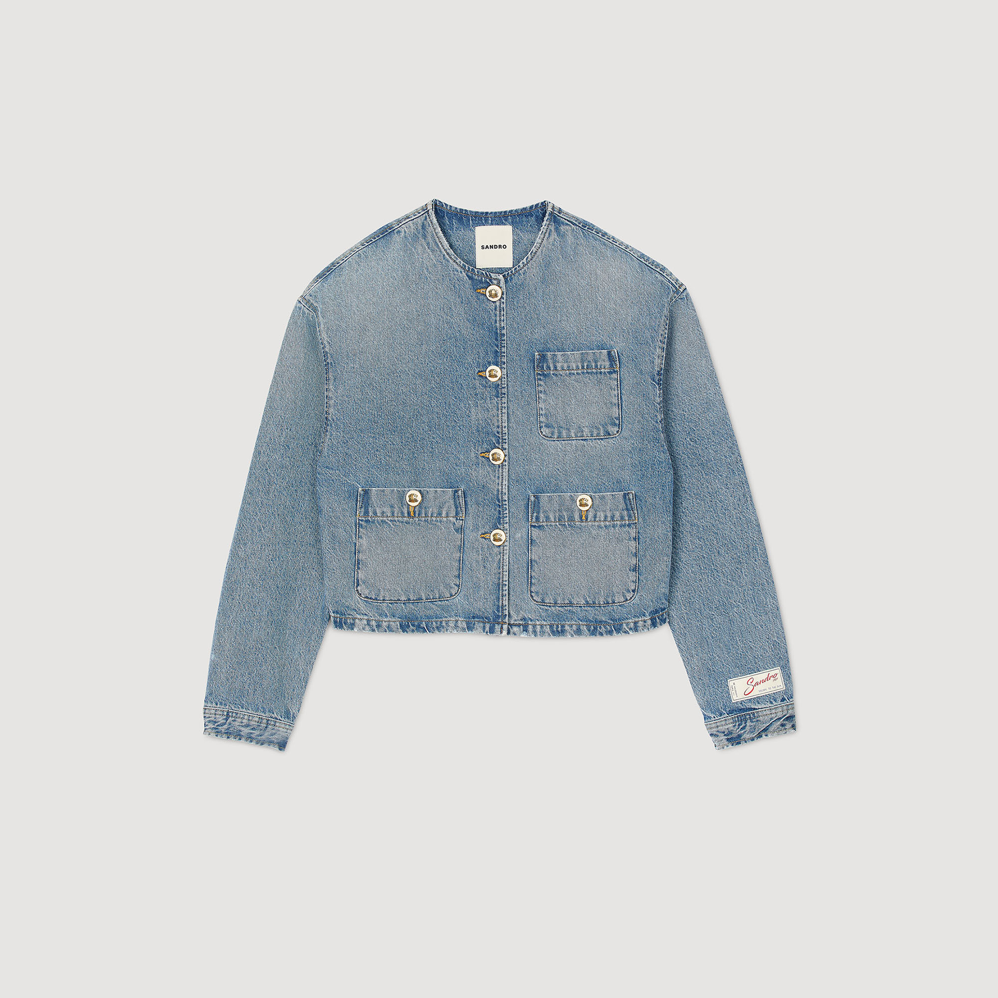ウール混★ショルダーパッド入り★ジャケット★ SANDRO ショルダーパッドオーバーサイズシングルジャケット