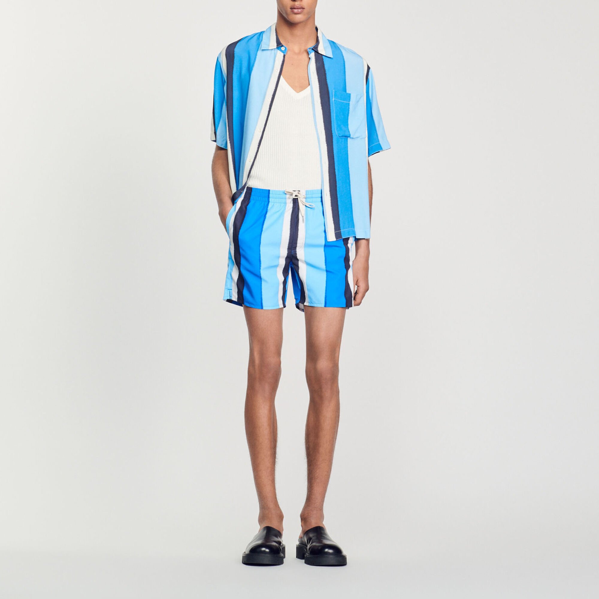 Printed striped swim shorts