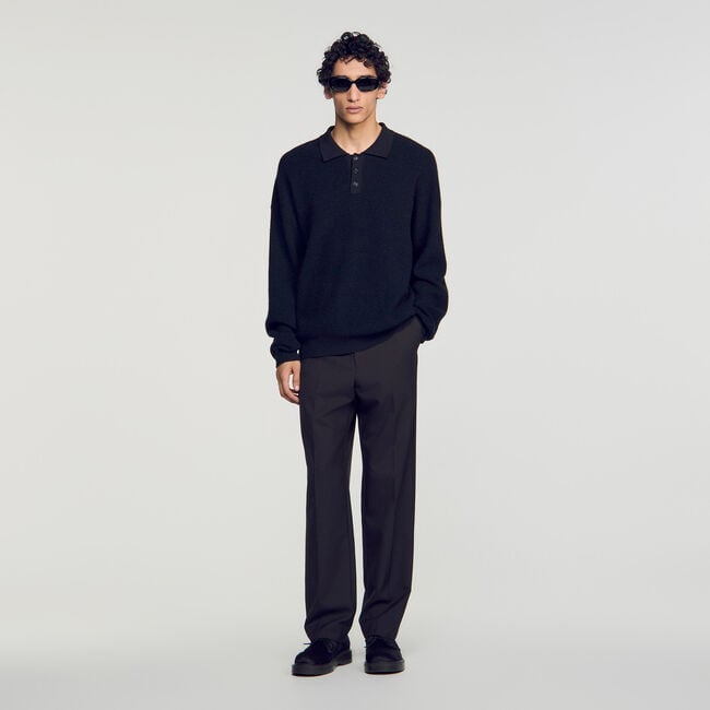 Ribbed alpaca polo shirt - Mixte | Sandro