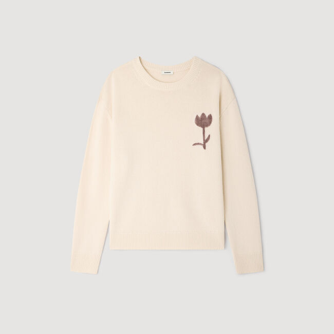 Wool jumper with flower detail