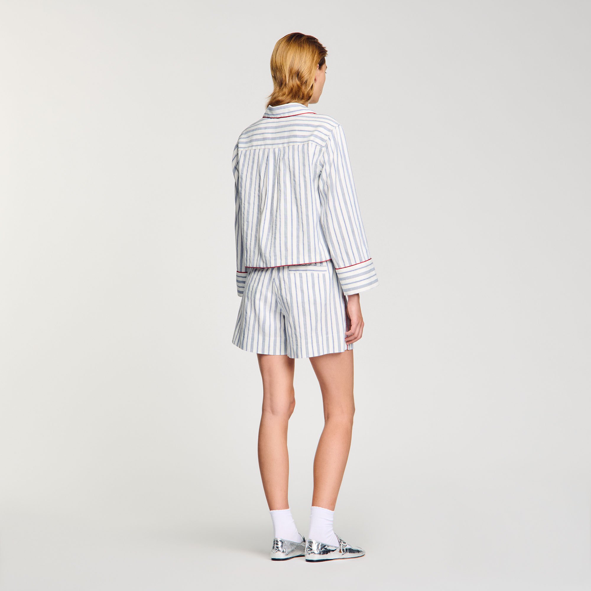 SANDRO 売れ筋商品|||サンドロ シャツ トップス レディース Shirts Azure Striped shirt blue For Women | Sandro Paris