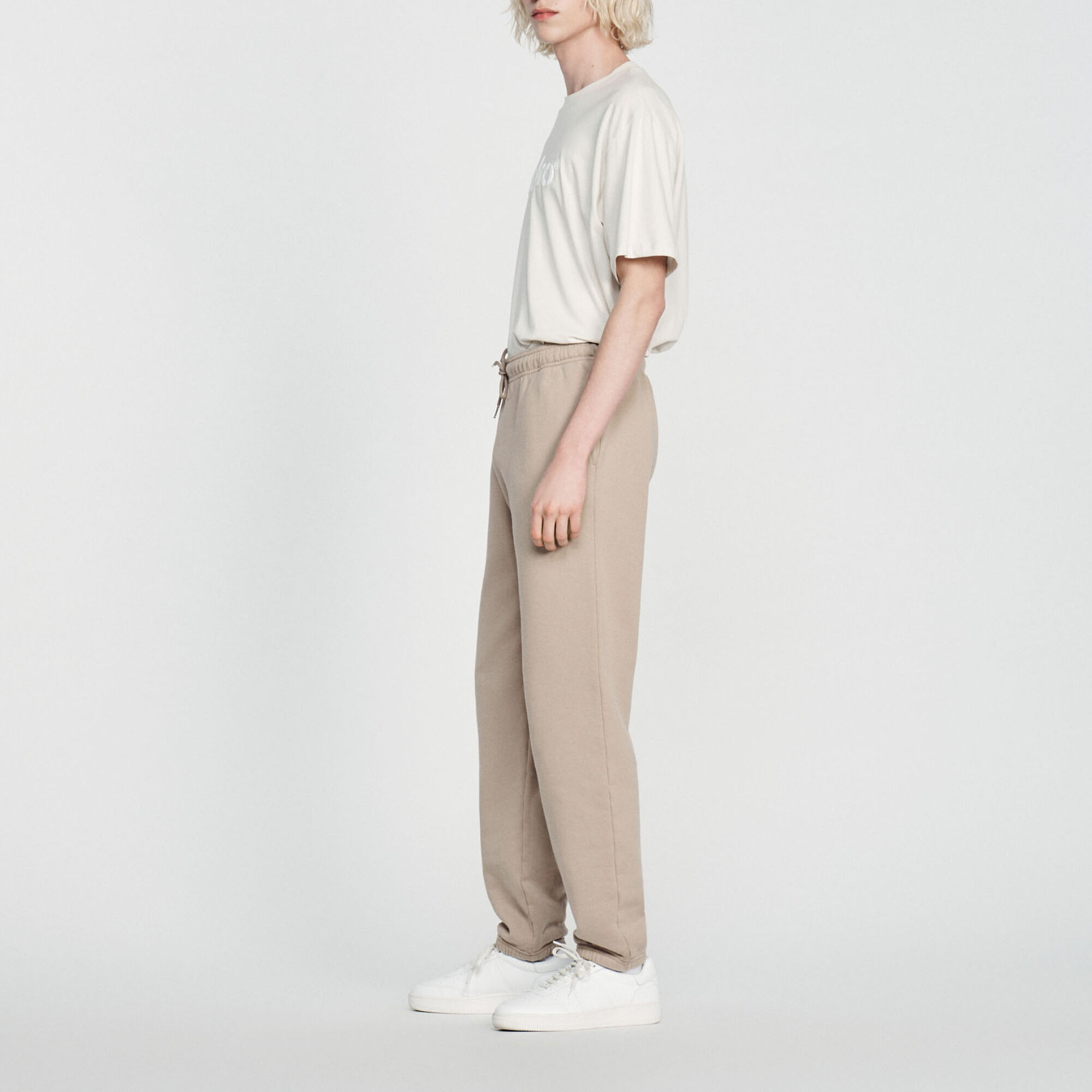 Embroidered fleece jogging bottoms