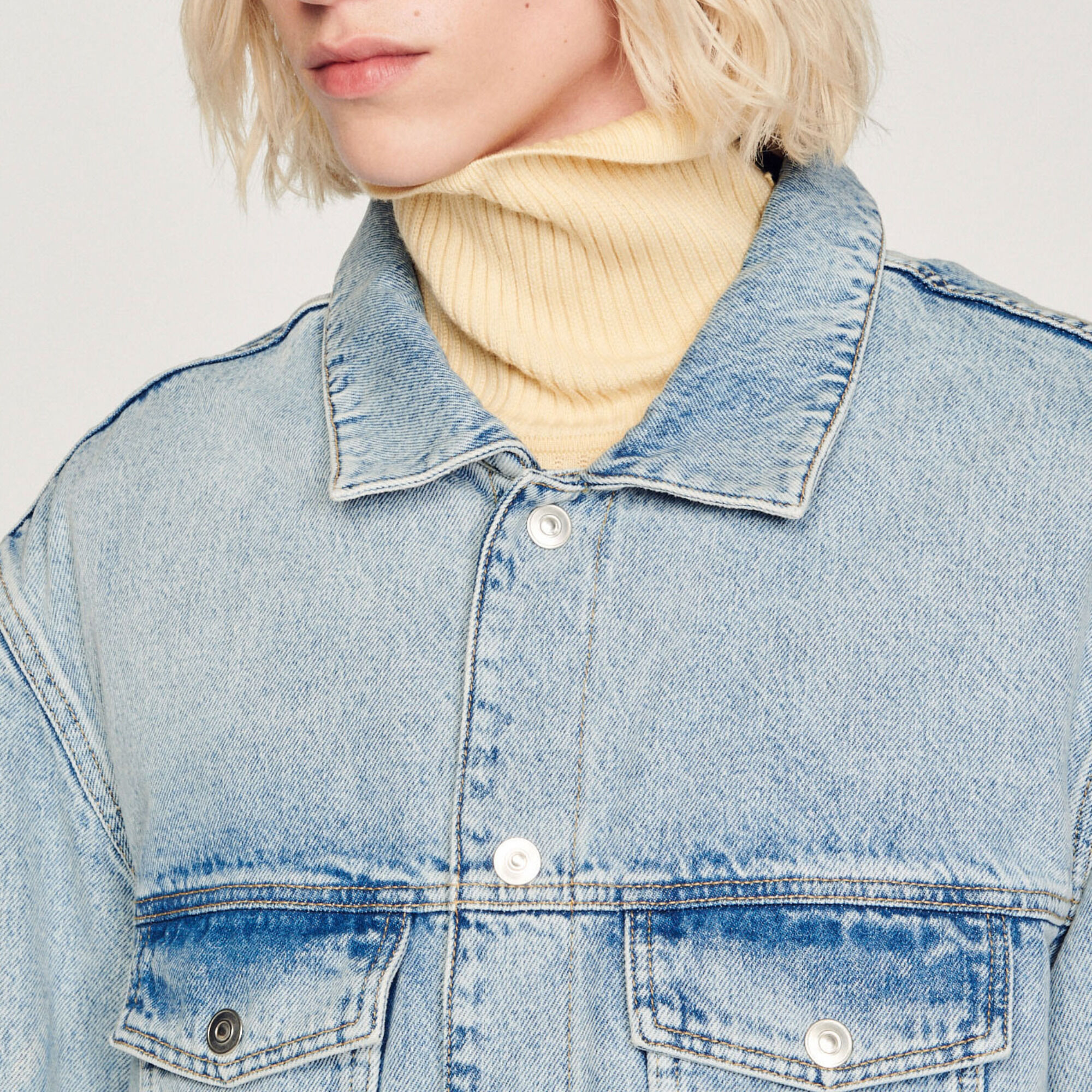 Fleece denim jacket