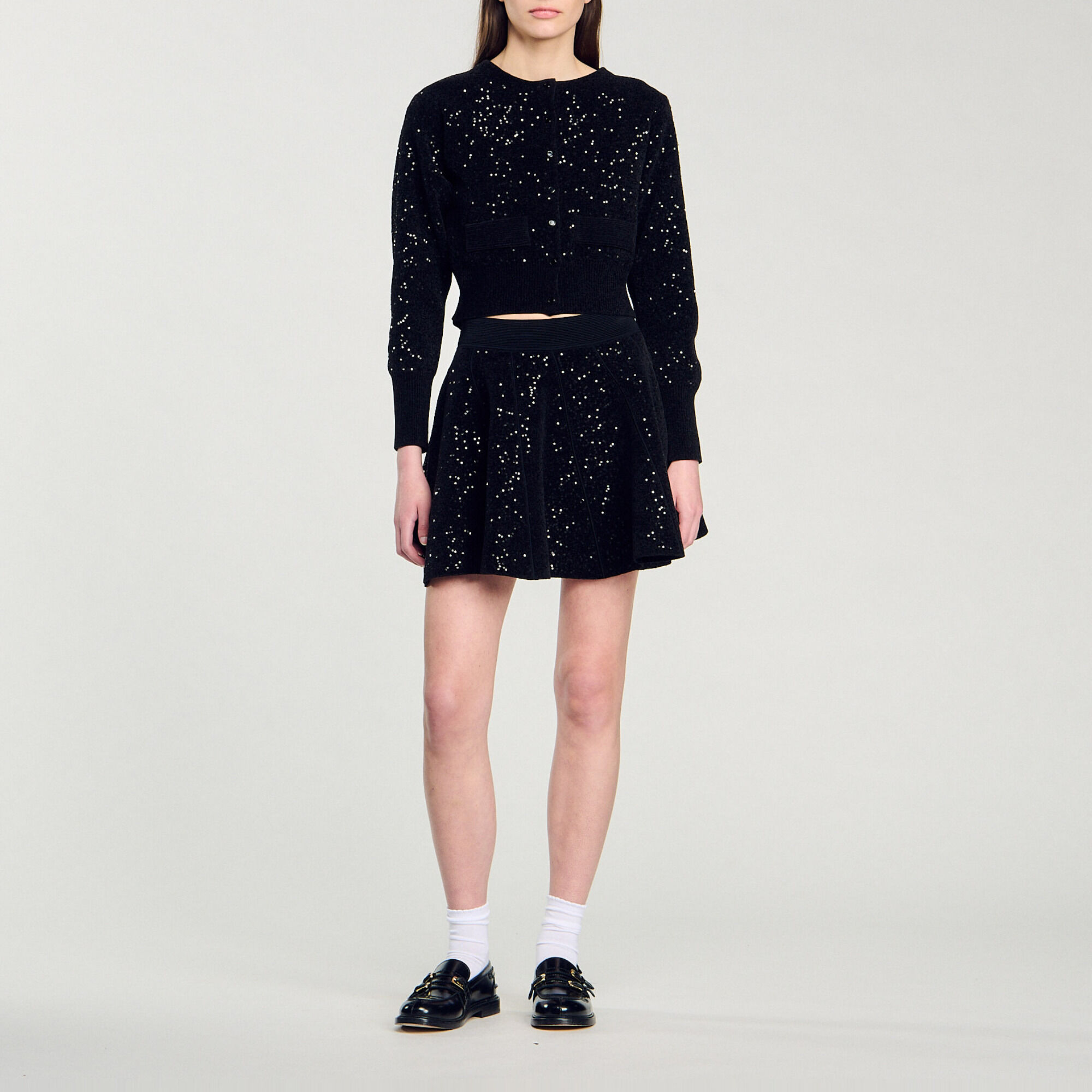 Sequinned velvet cardigan - Women | Sandro