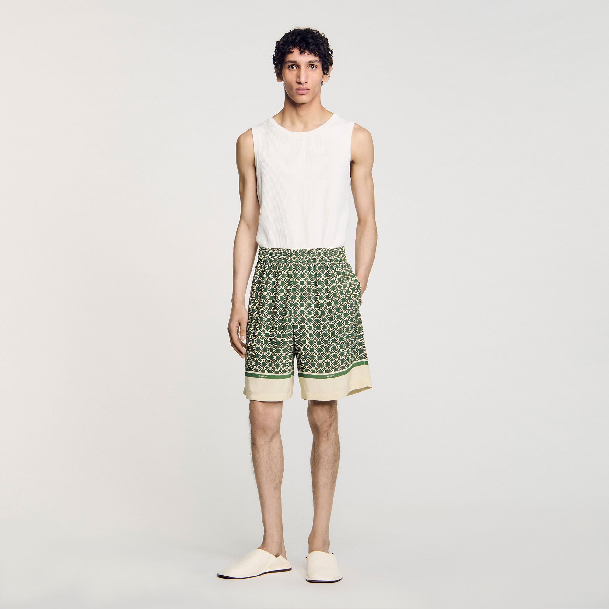 Patterned floaty Bermuda shorts