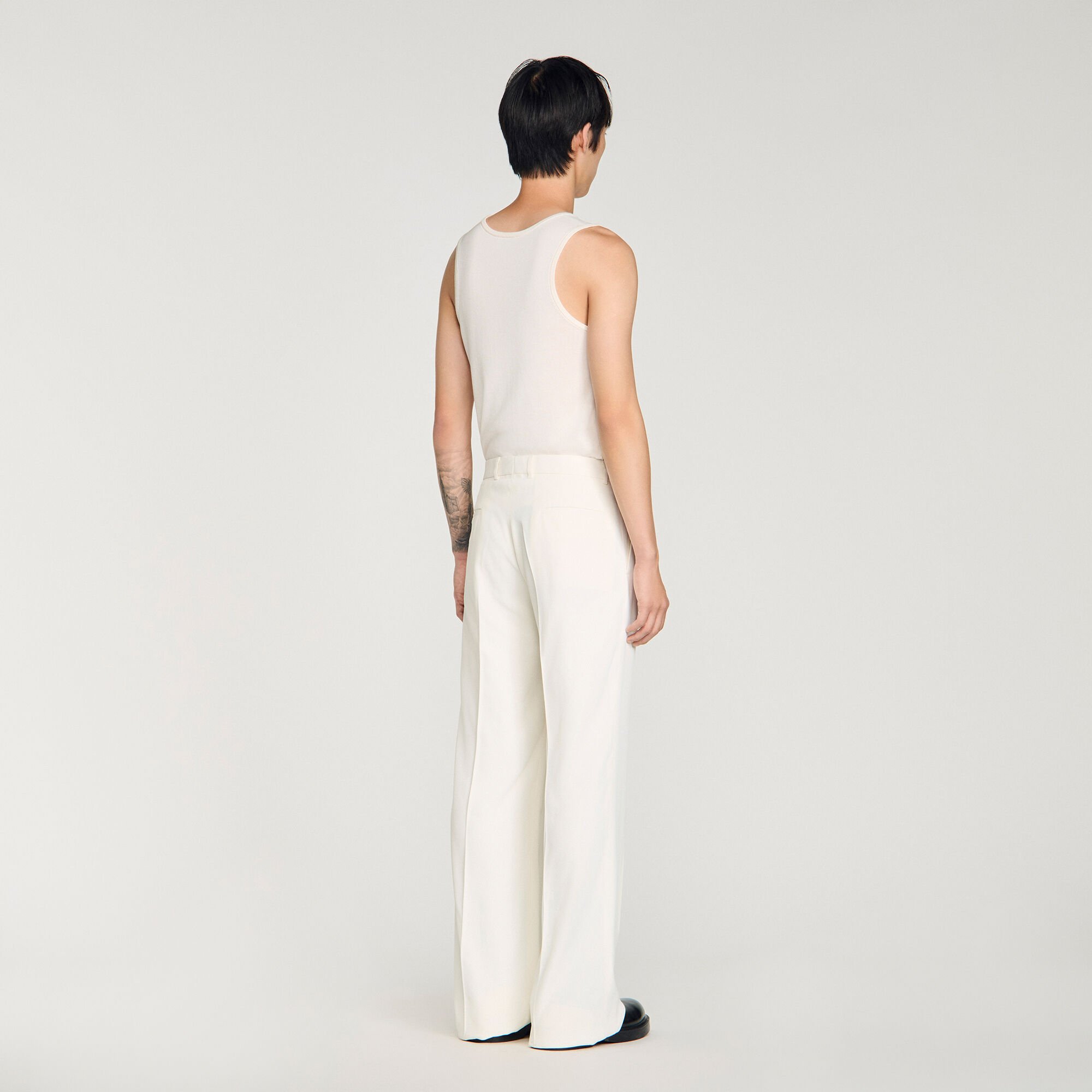 Wide-leg fluid viscose trousers