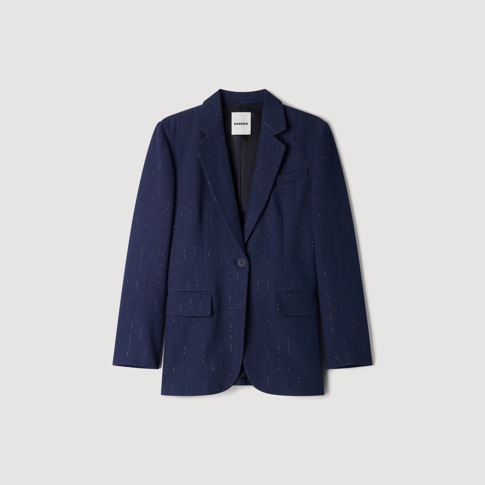 Striped sequinned suit jacket