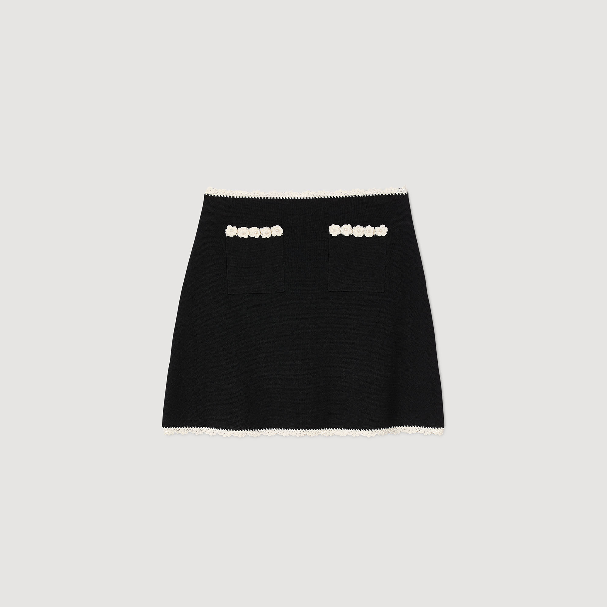 Short skirt with crochet details black / gray For Women