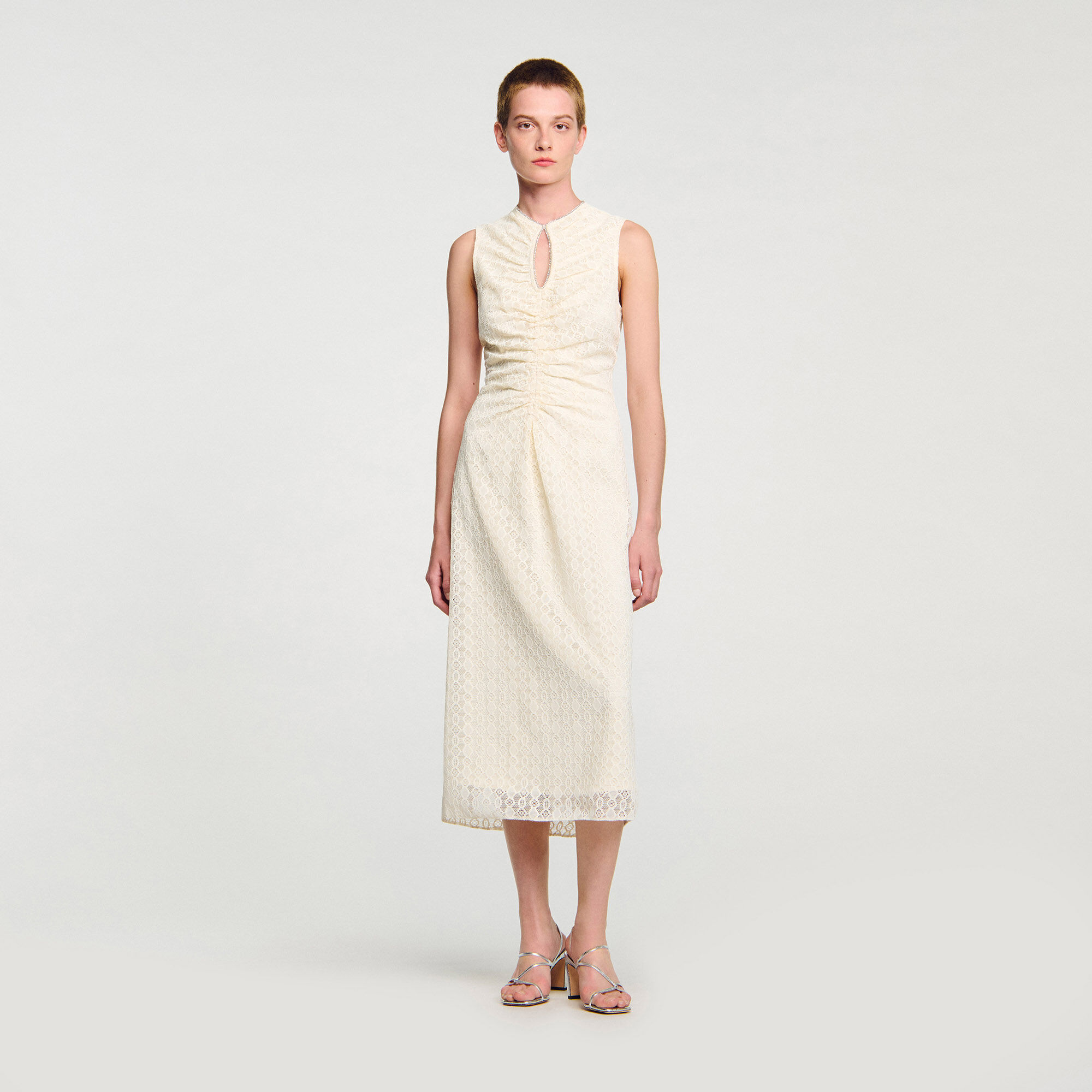 ワンピース Sandra lace dress Beige Sandro_SFPRO04144-10_F_1.jpg