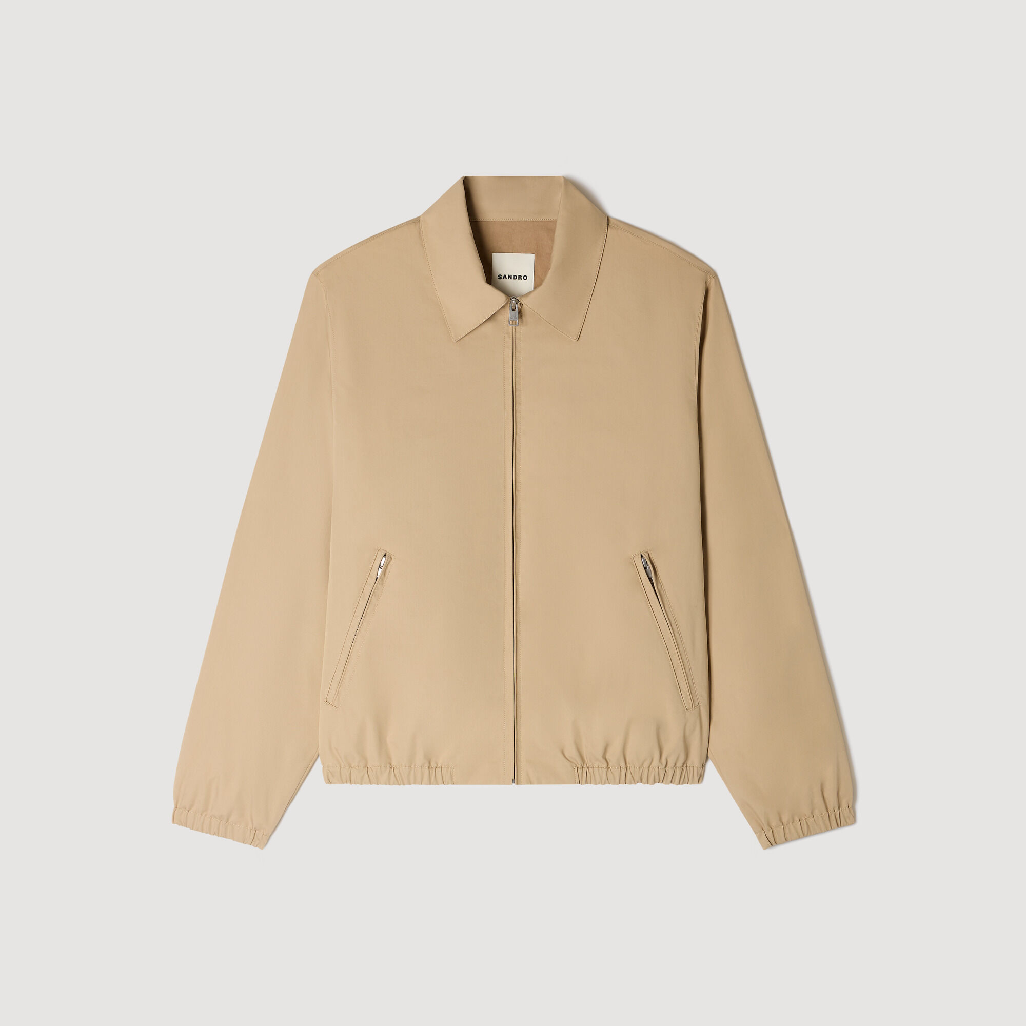 Zip-up cotton jacket white / beige for Men | Sandro Paris