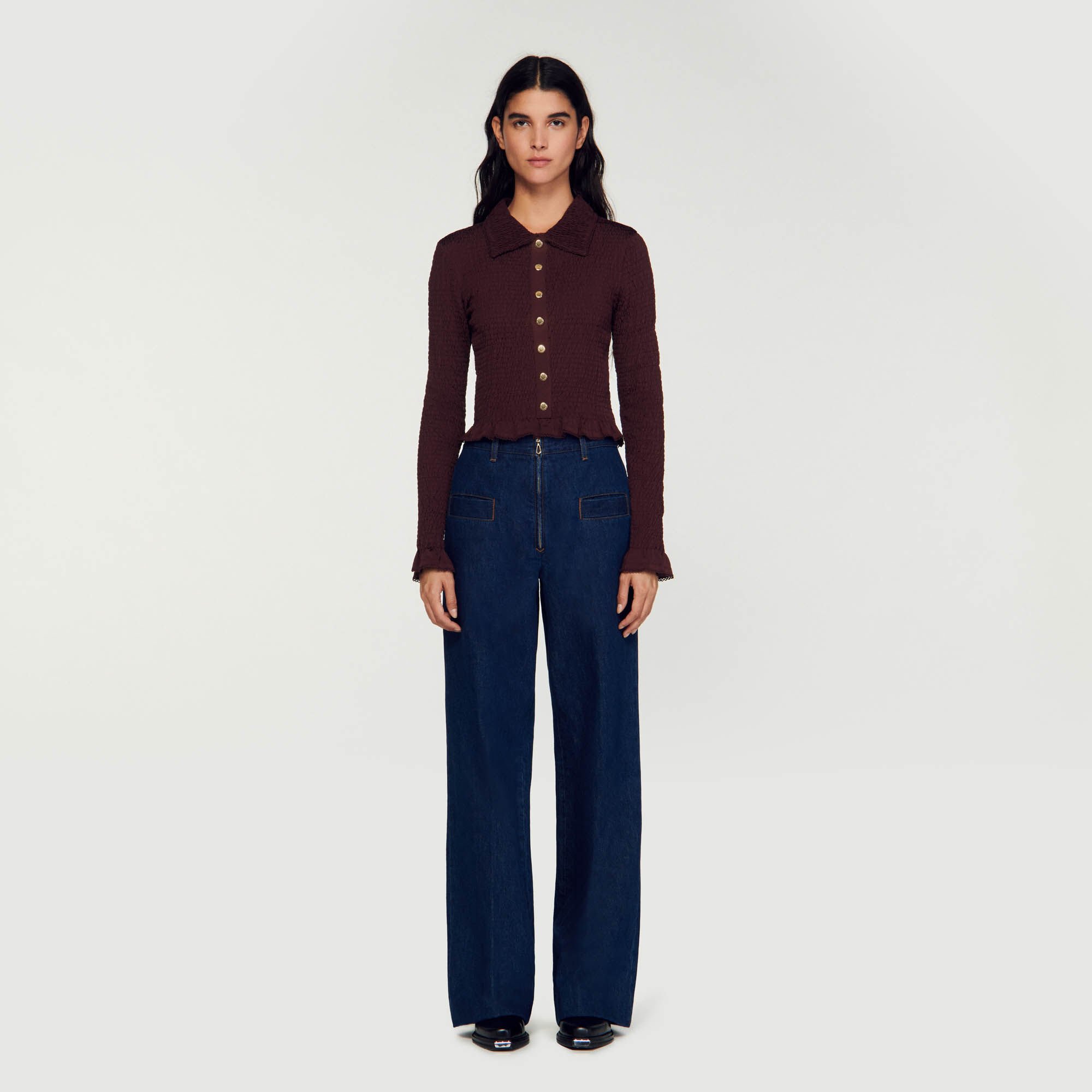Smocked shirt top Red Sandro Paris