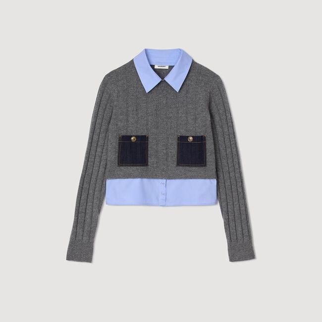 Cropped wool and cashmere jumper
