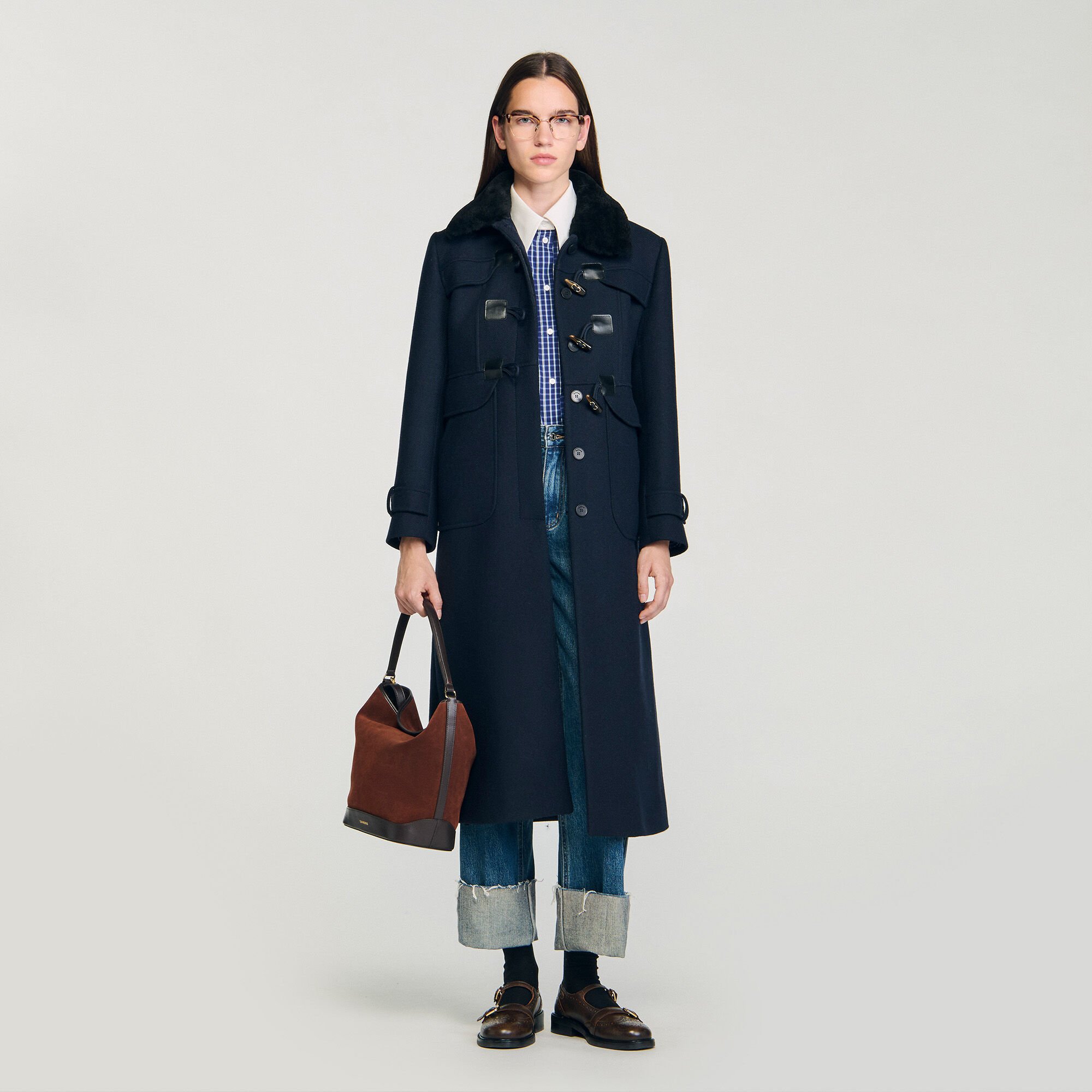 sandro paris  コート Long coat blue For Women | Sandro Paris