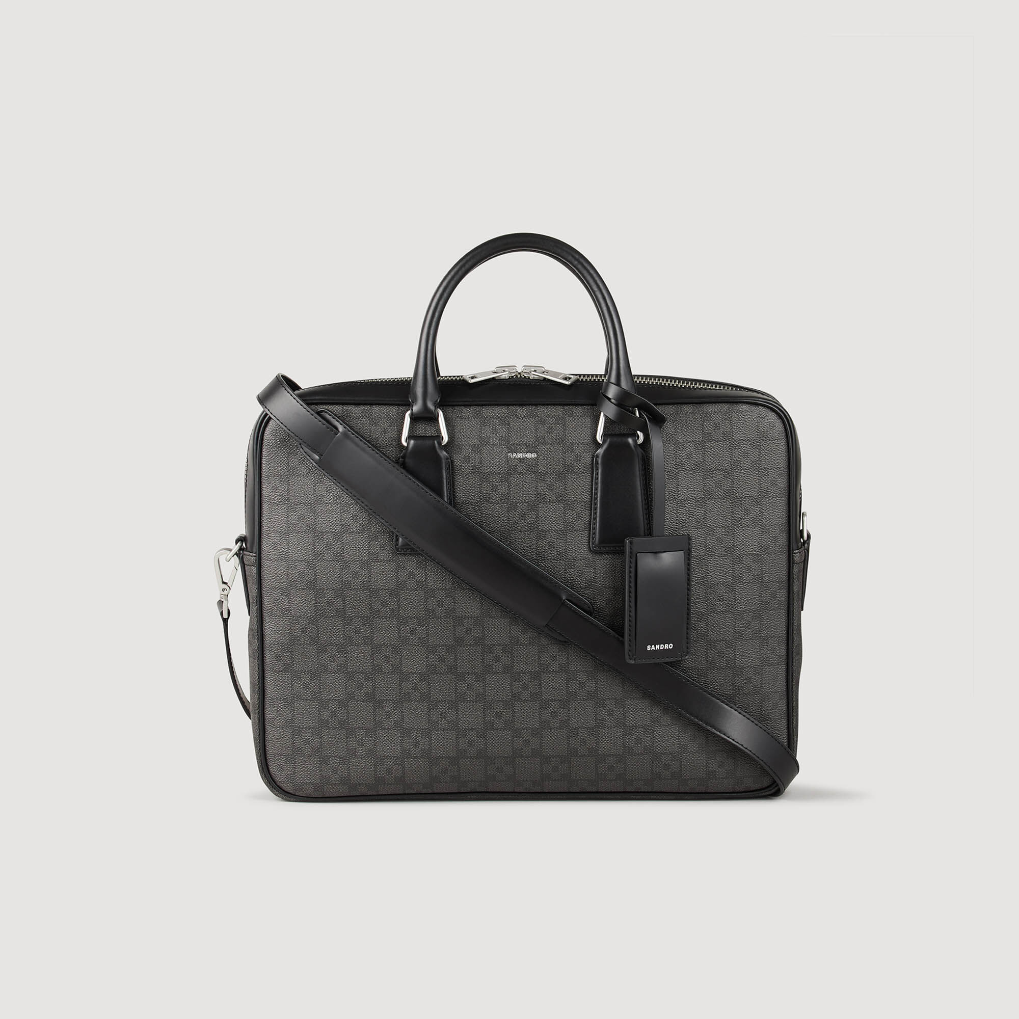 Square Cross briefcase Black / Gray | Sandro Paris