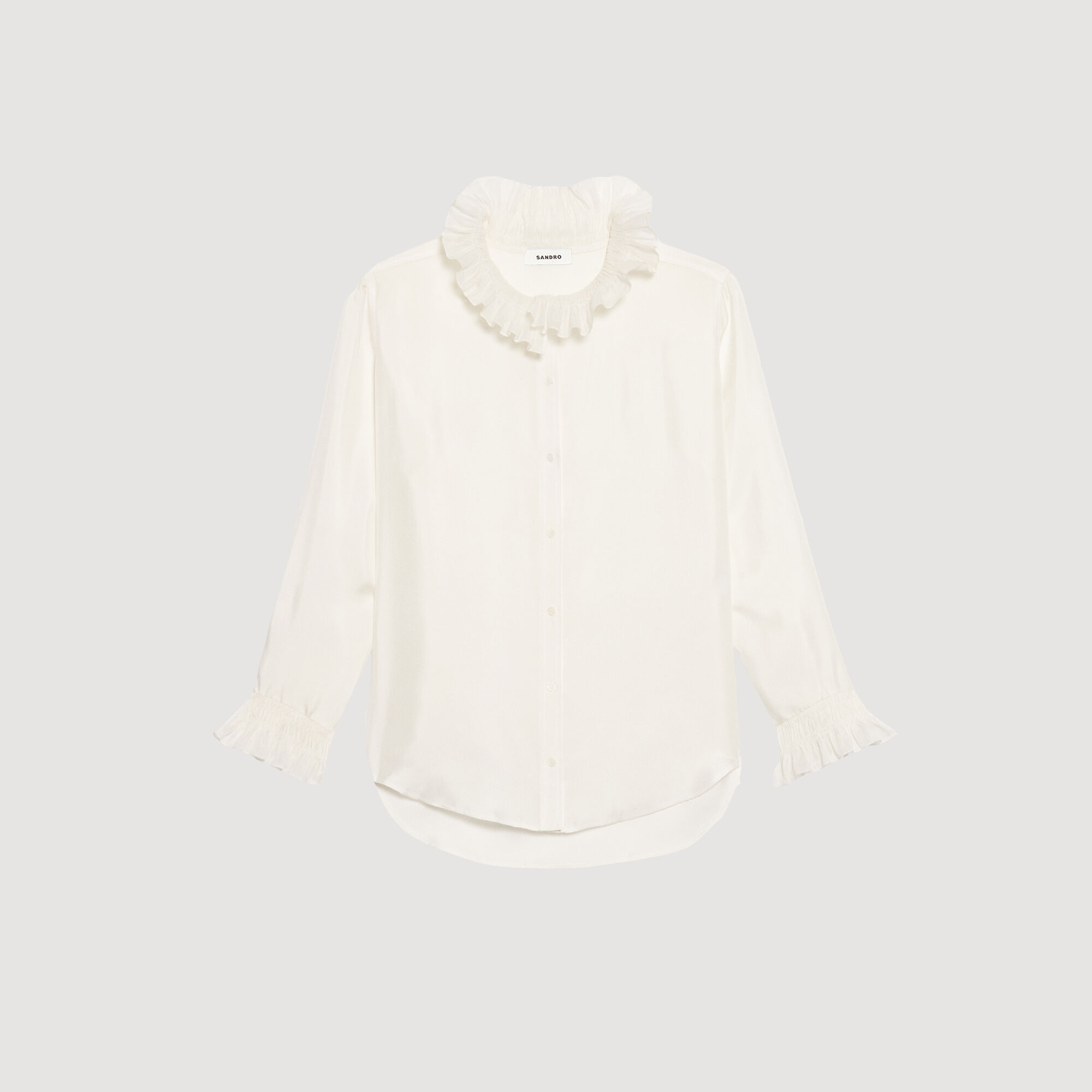 Silk shirt with gathered collar