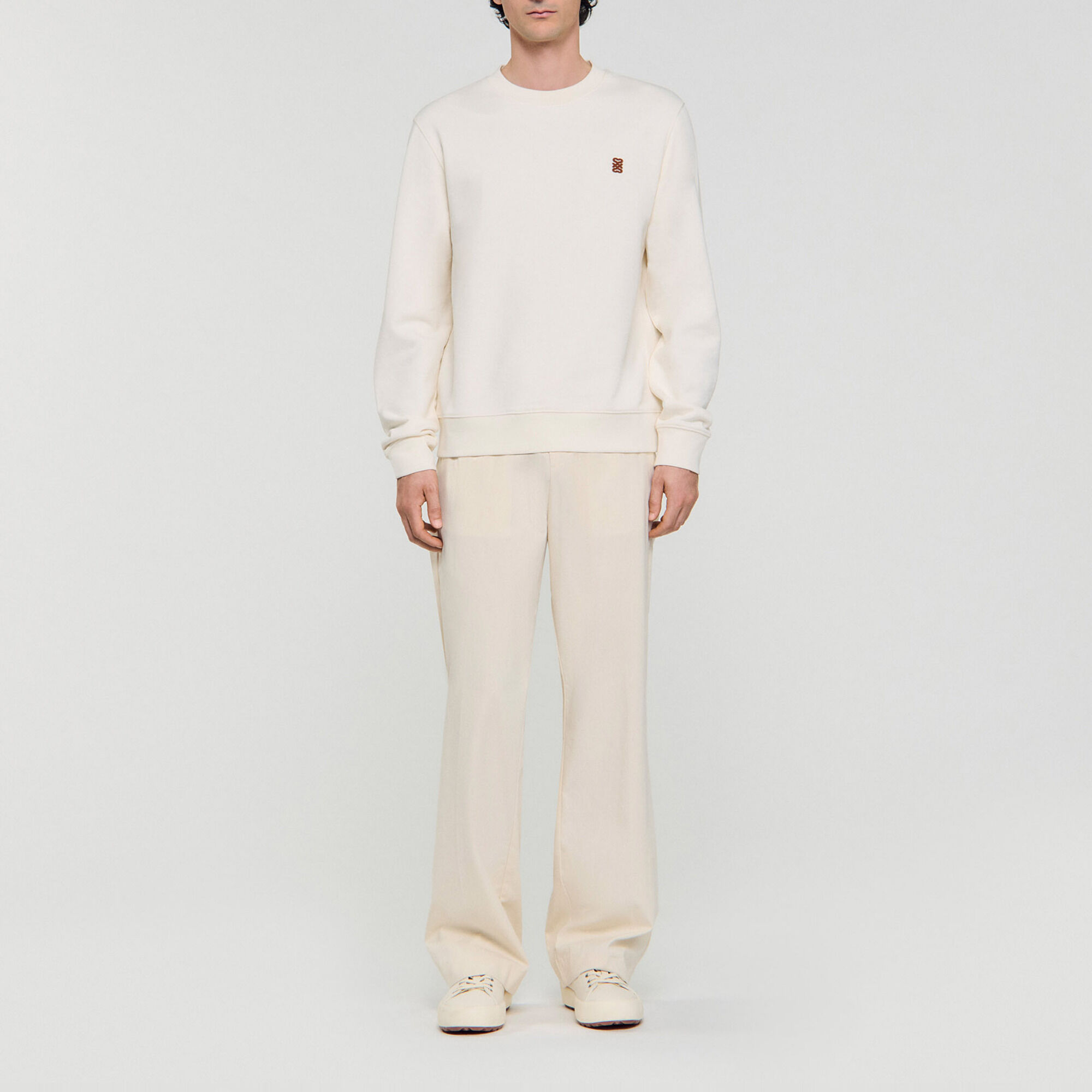 Oversized sweatshirt with leather patch - Men | Sandro