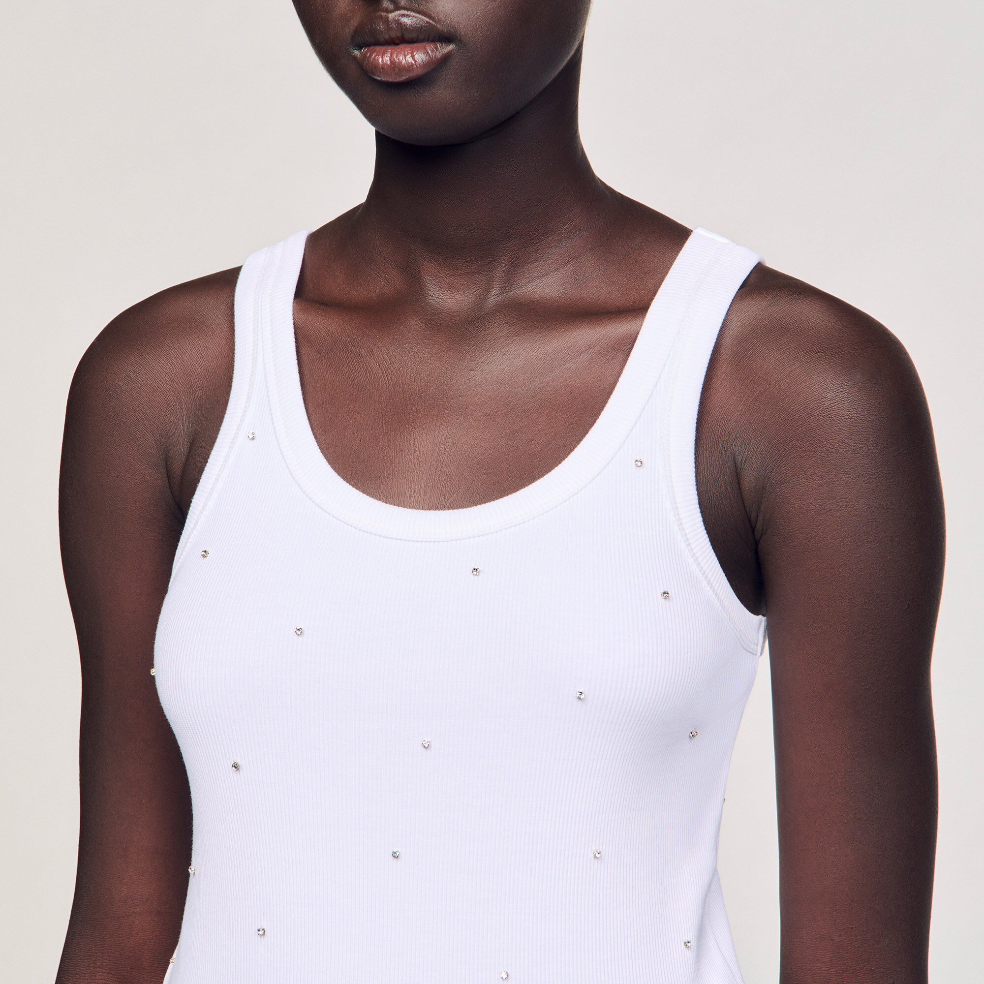 Vest top with rhinestones
