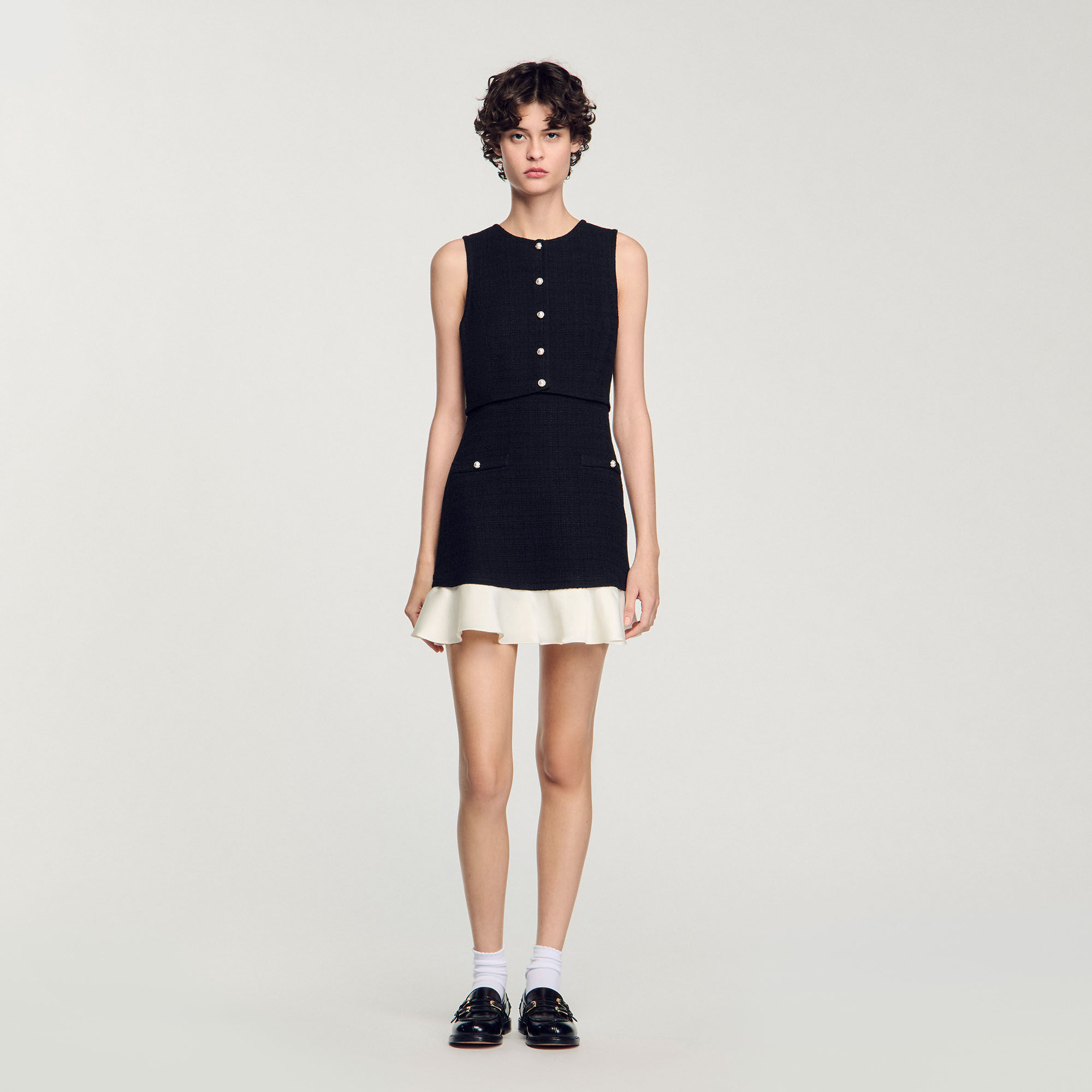 Two-tone tweed short dress