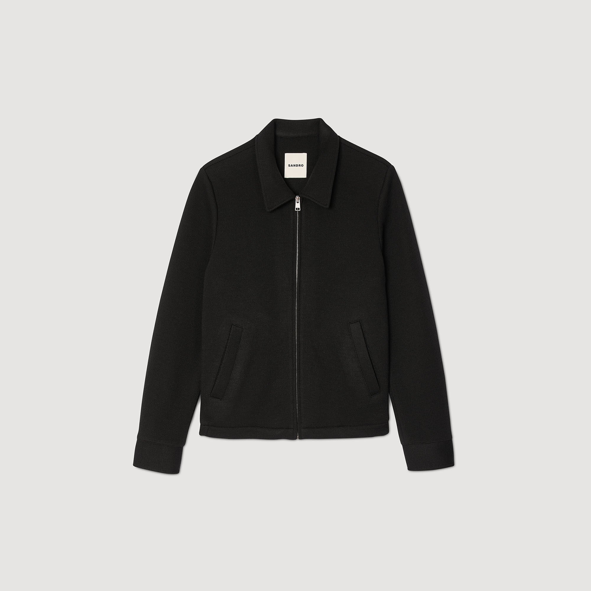 Knitted jacket black / gray for Men | Sandro Paris