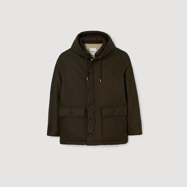 Hooded wool parka