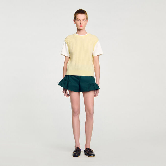 Dual-material knit jumper