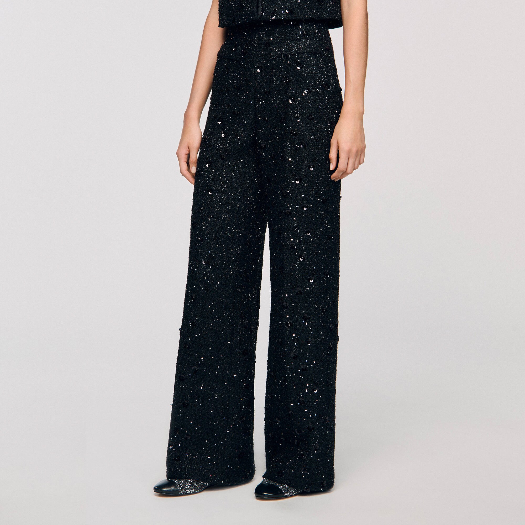 Rhinestone tweed trousers