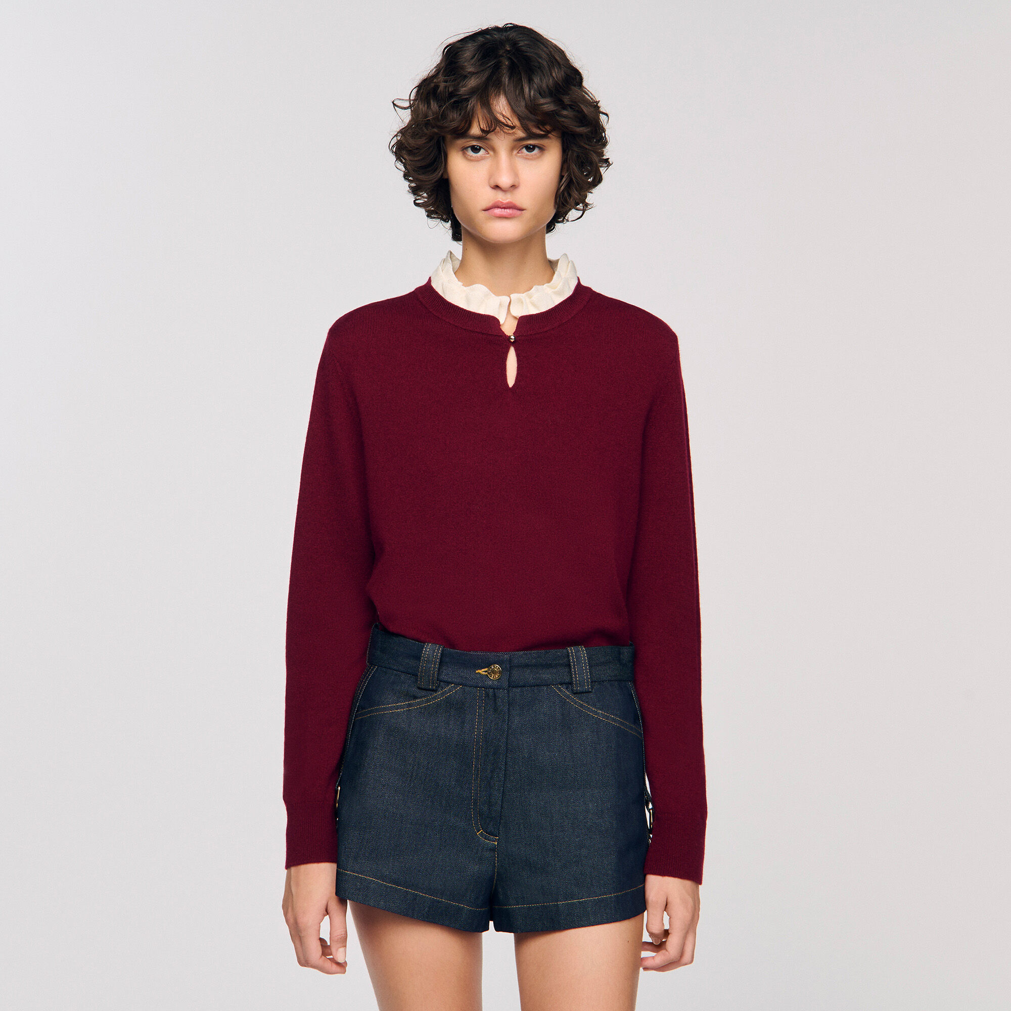 Ruffled-neck jumper