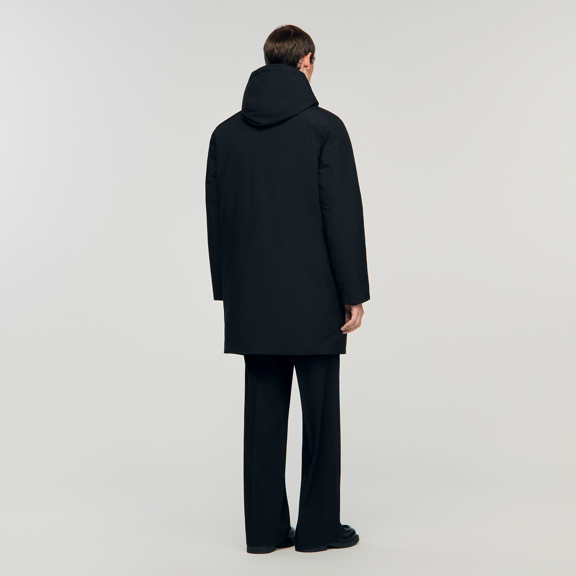 Hooded parka with zip black / gray for Men | Sandro Paris