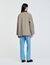 Check coat with velvet collar
