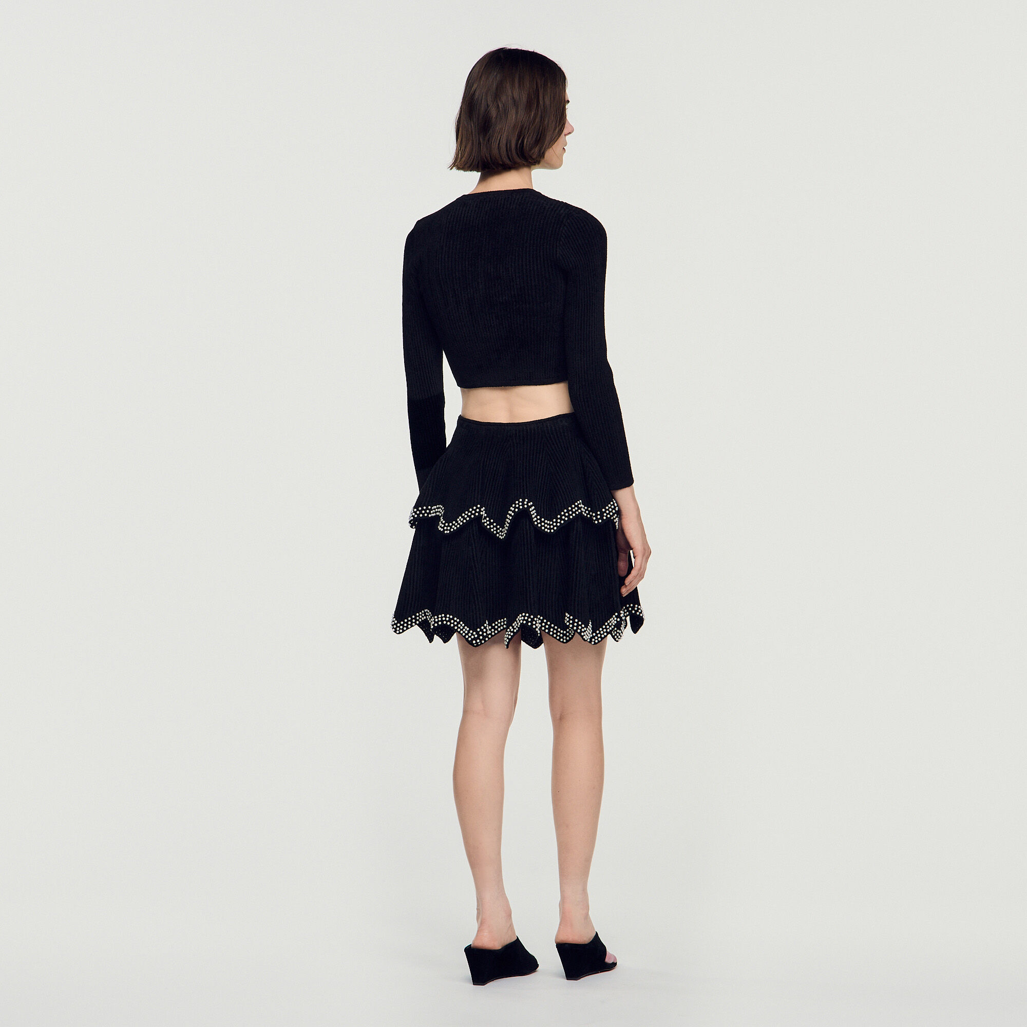 Velvet knit cropped cardigan - Women | Sandro