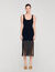 Fringed knit maxi dress