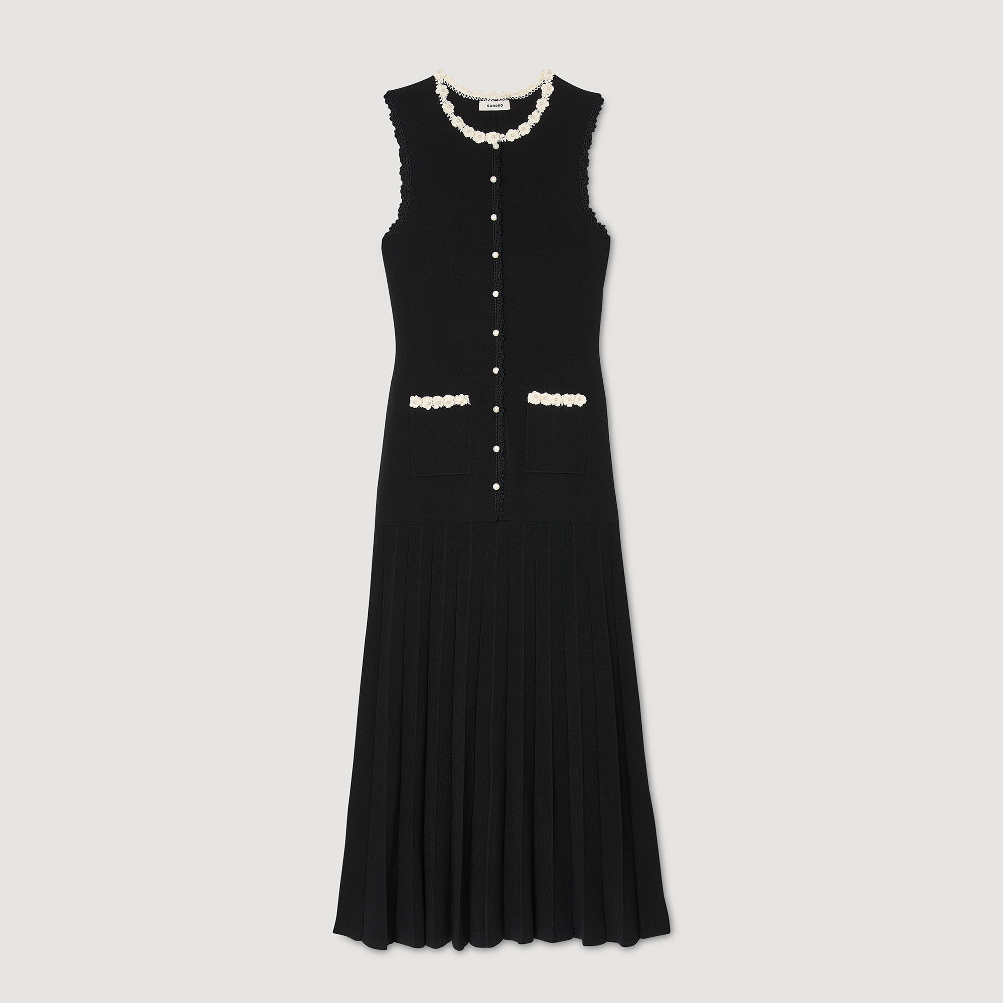 【超安い】 Long dress Women For gray / black detailing crochet with ワンピース