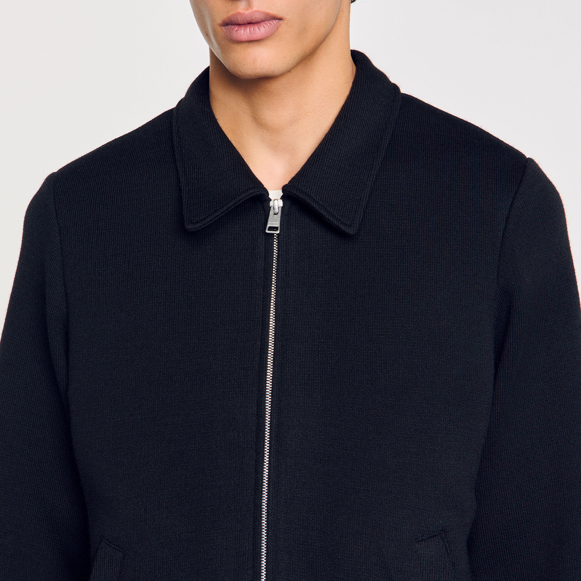 Knitted jacket black / gray for Men | Sandro Paris