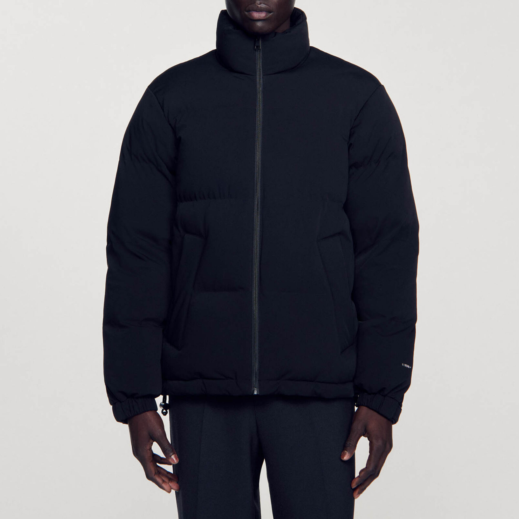 Oversized puffer jacket black / gray for Men | Sandro Paris