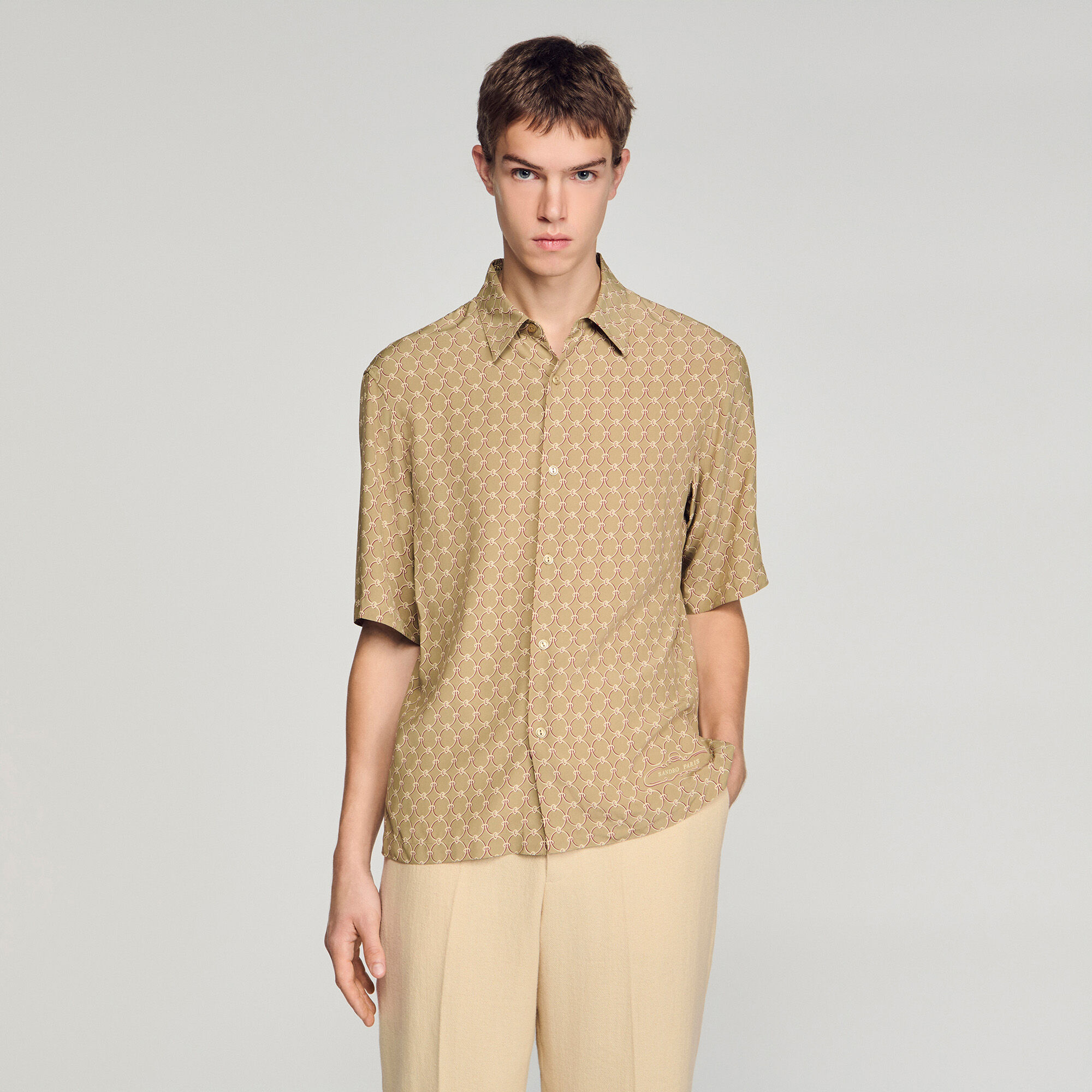 Link print loose-fit shirt