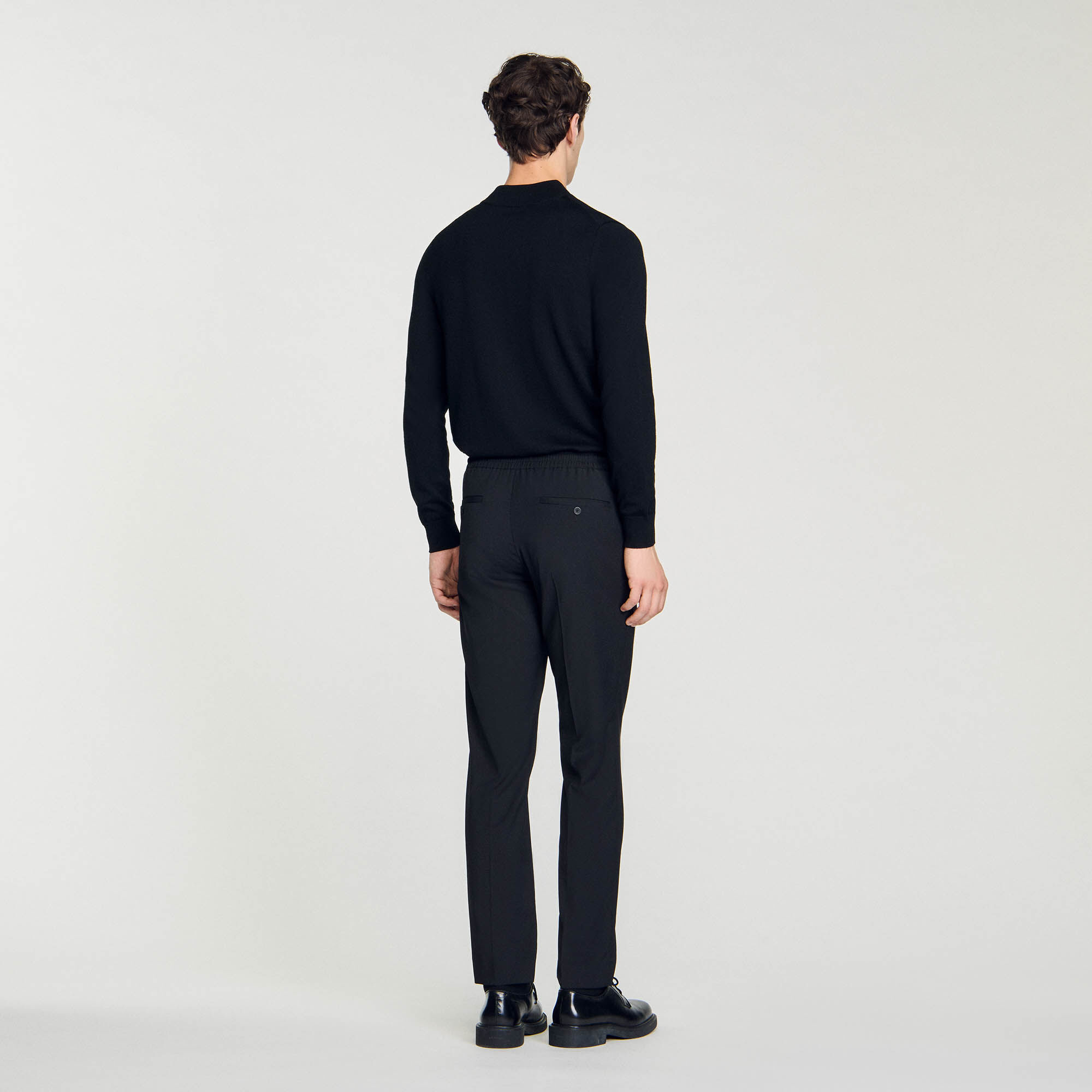 Elasticated straight-leg trousers
