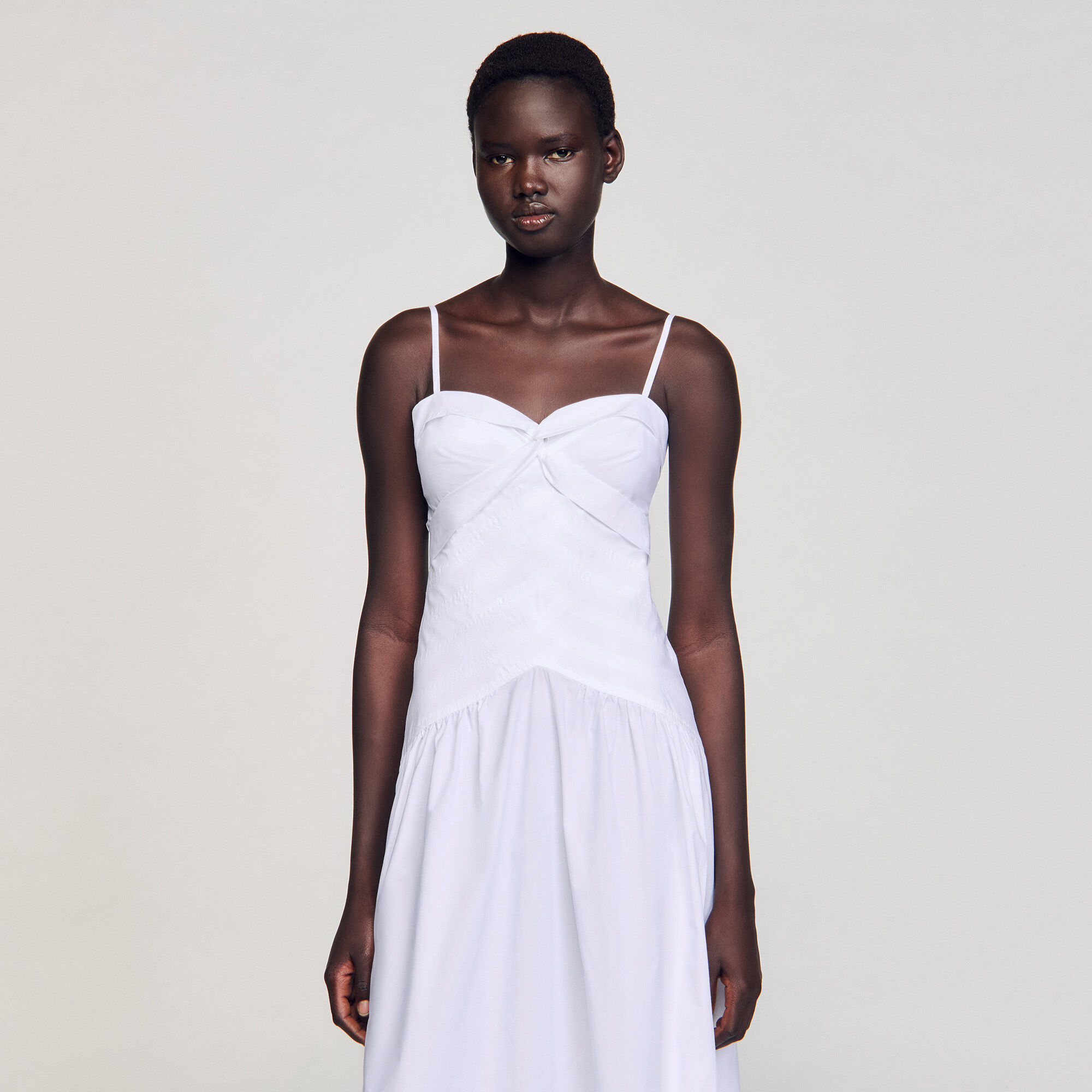 Draped bustier maxi dress