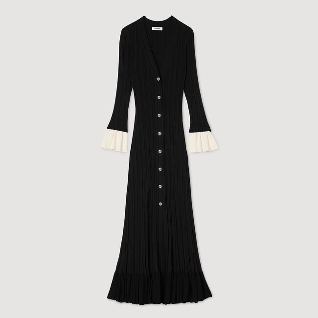 Two-tone knit maxi dress