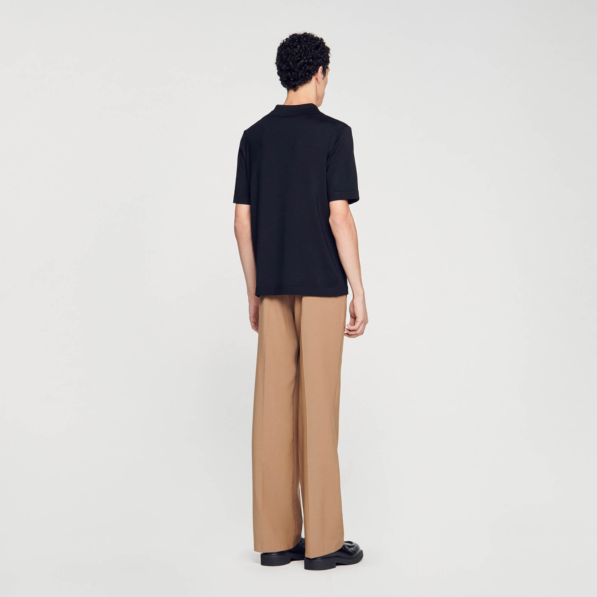 Knitted polo shirt with zip collar
