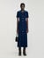 Denim collar knit maxi dress
